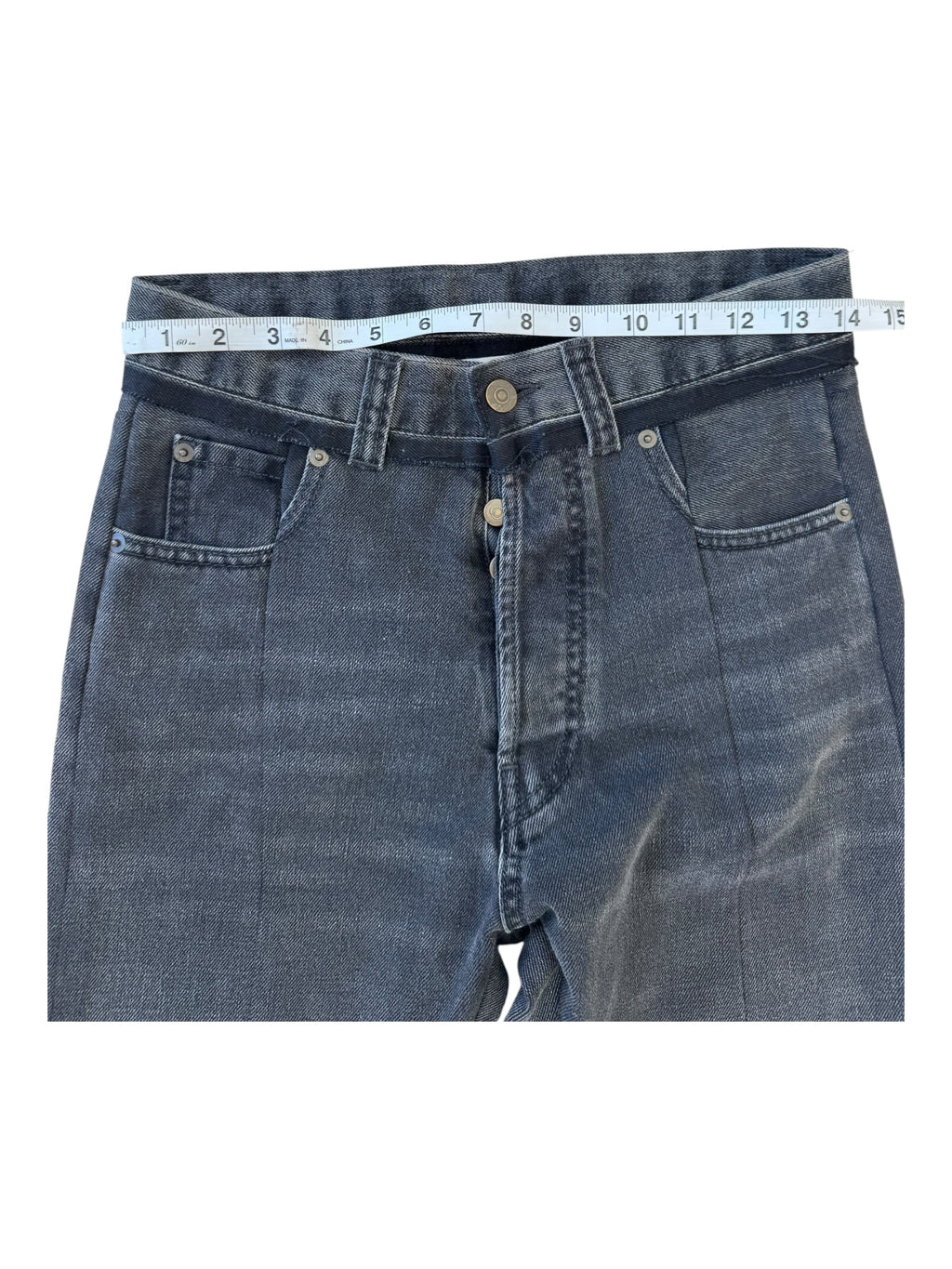 MM6 MAISON MARGIELA Size 1 Black Grey Split Leg Cotton Twill Wide Leg Jeans