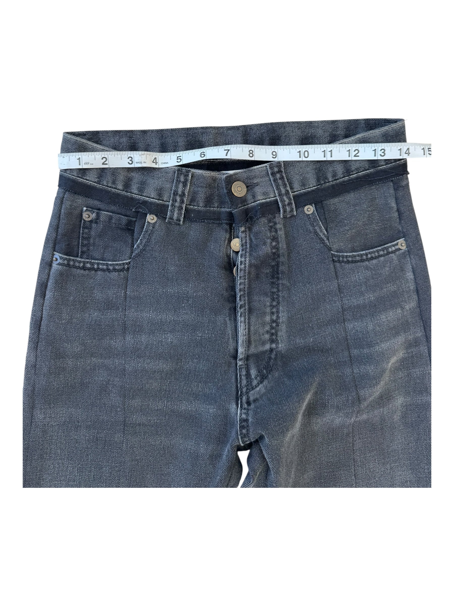 MM6 MAISON MARGIELA Size 1 Black Grey Split Leg Cotton Twill Wide Leg Jeans