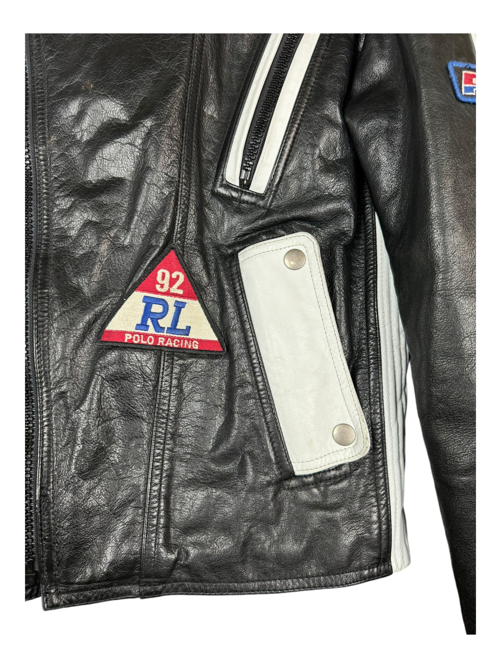 Polo Ralph Lauren 90s 1992 Alpine Ski Team Racing Leather Jacket Size Medium