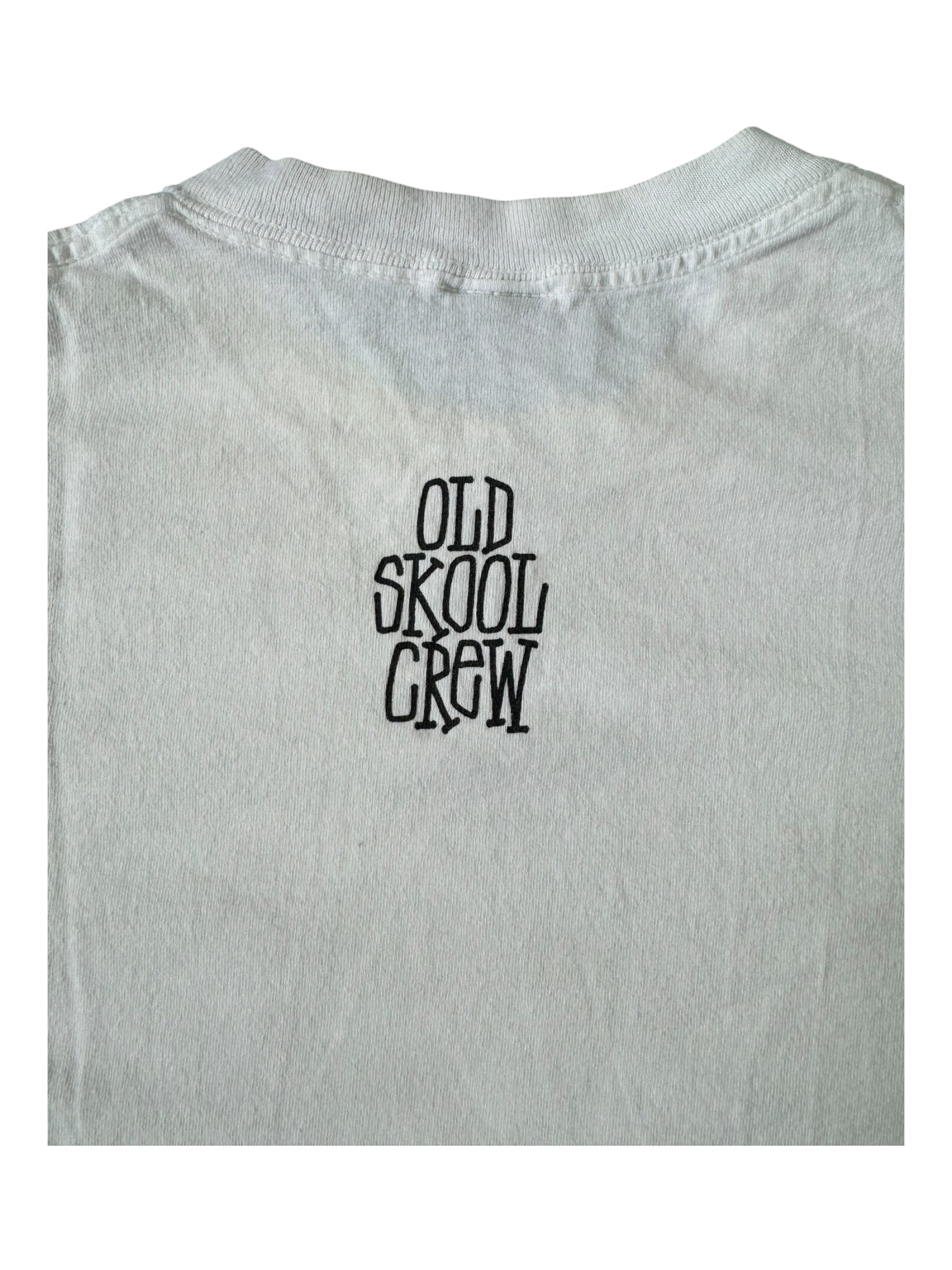 Stussy 90s White Old Skool Crew Back Hit Size XL