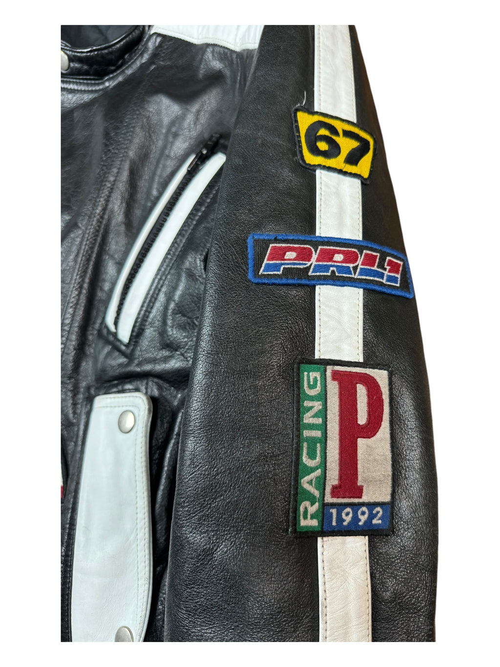 Polo Ralph Lauren 90s 1992 Alpine Ski Team Racing Leather Jacket Size Medium