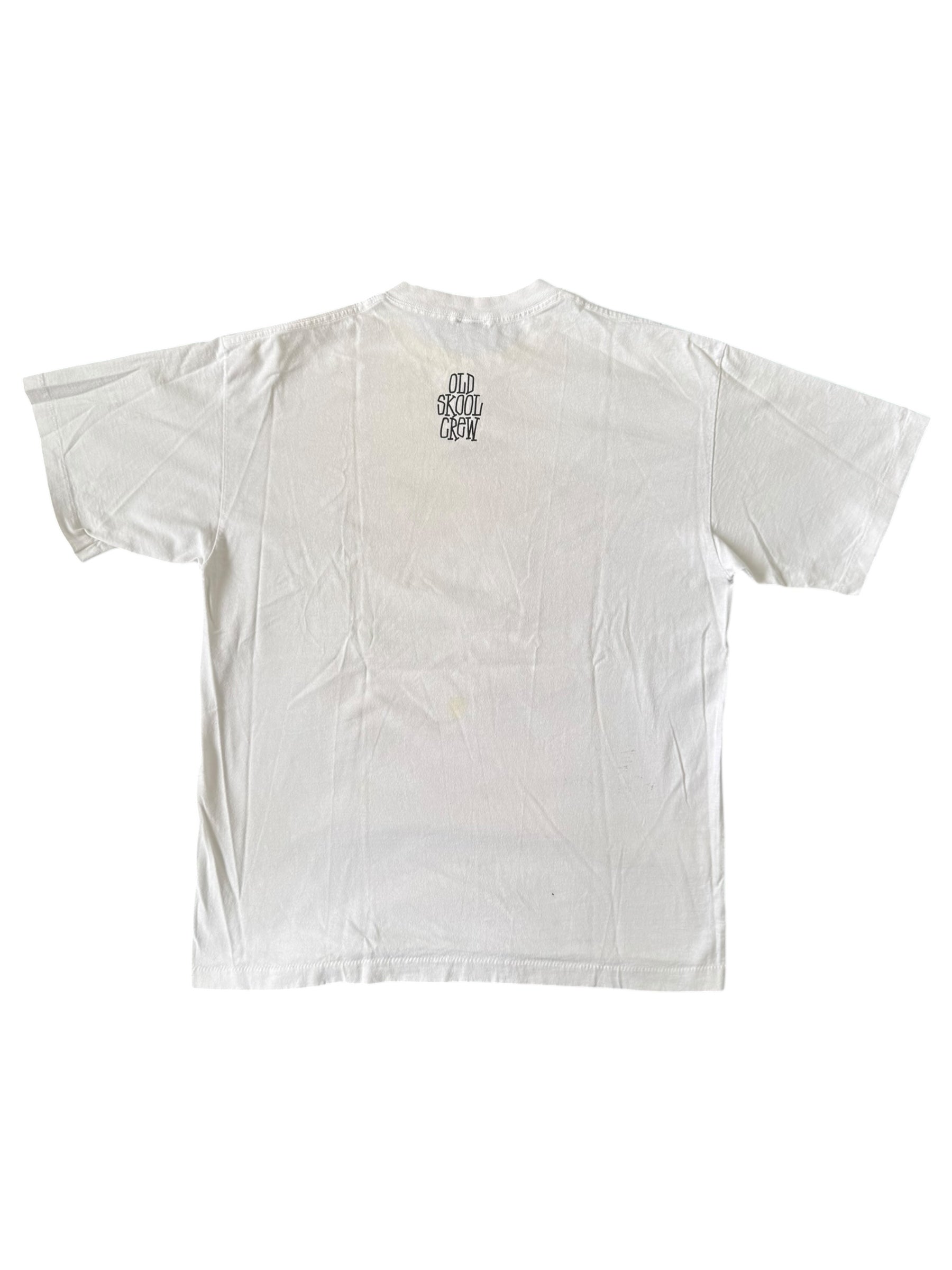 Stussy 90s White Old Skool Crew Back Hit Size XL