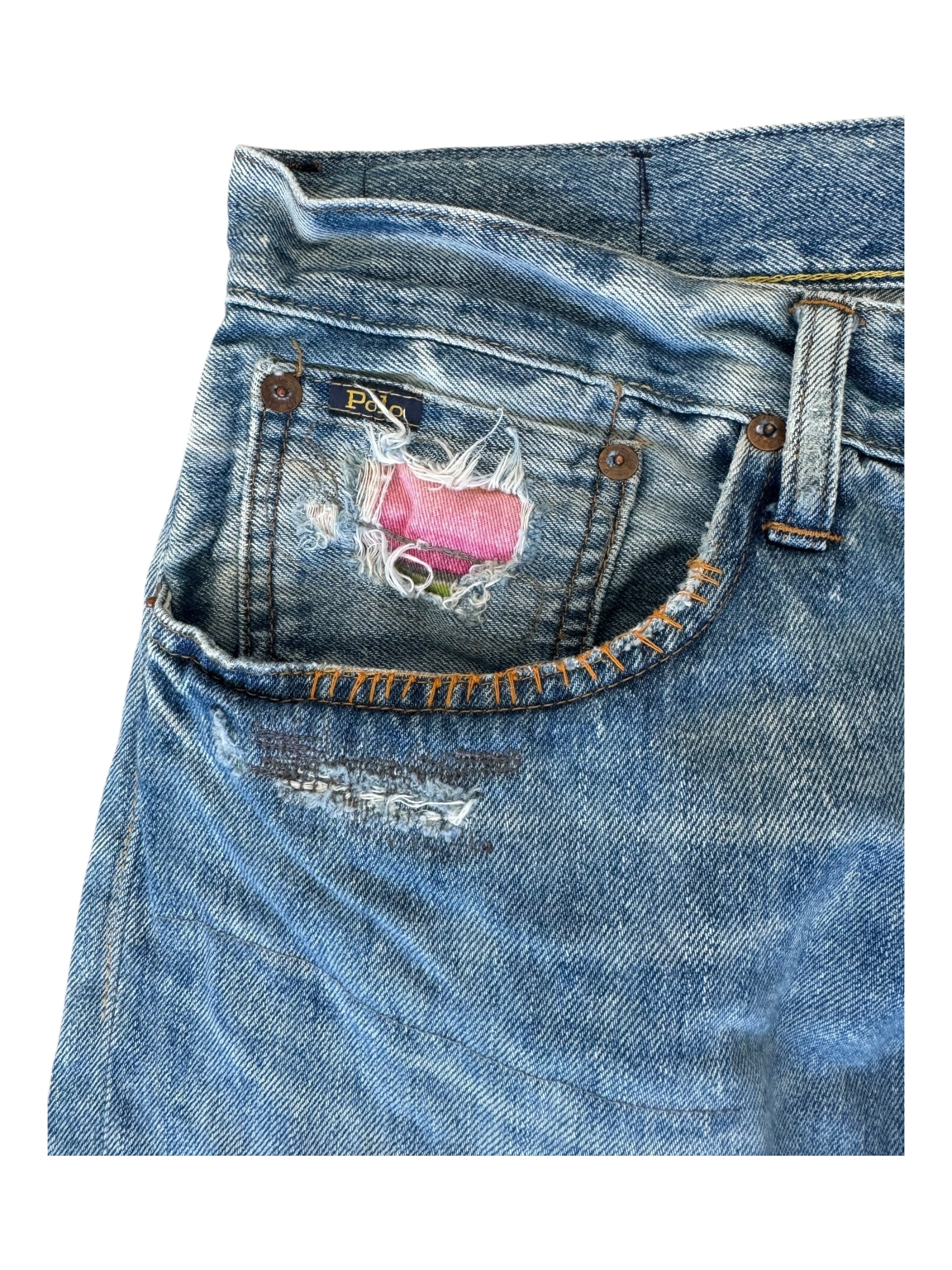 Polo Ralph Lauren Modern Pink Patchwork Denim Size 36 x 32