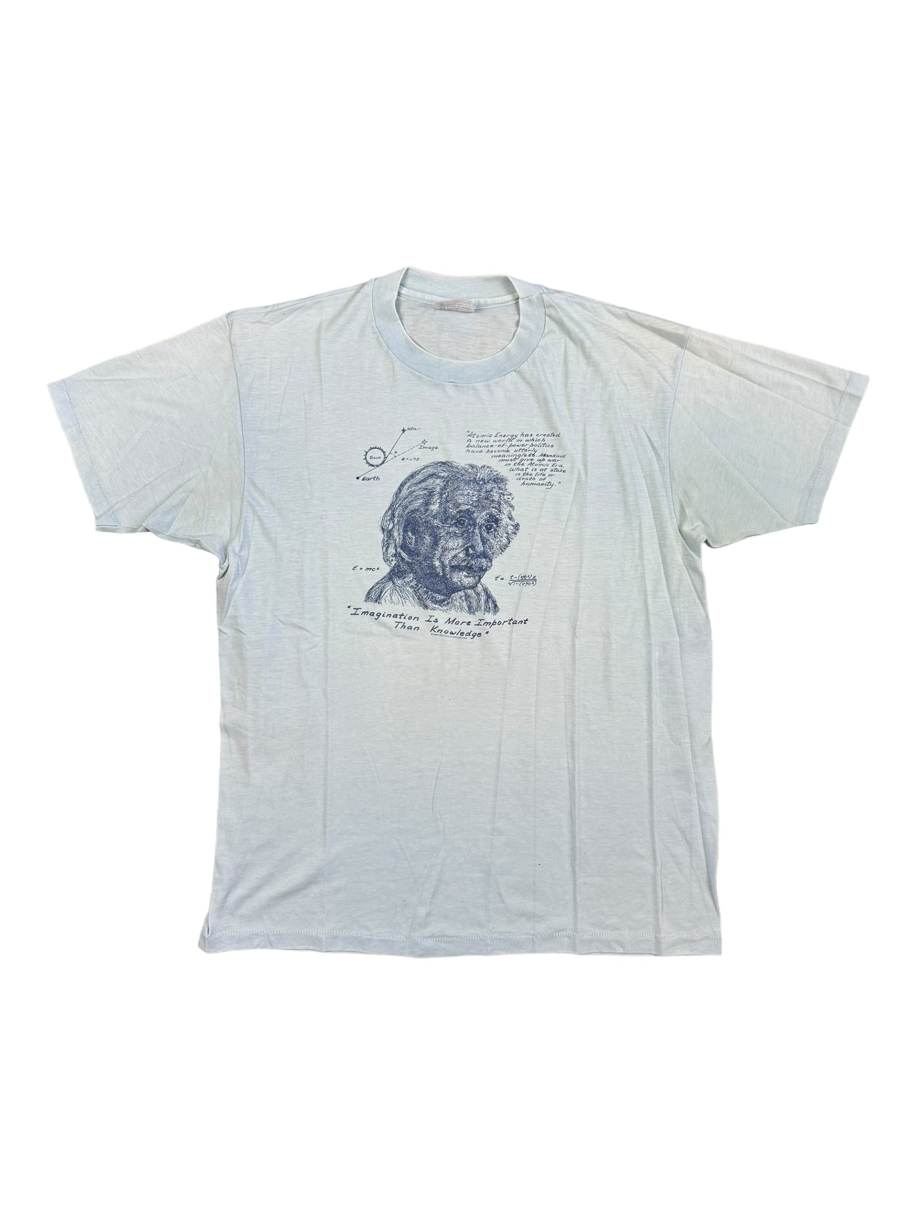 Albert Einstein 80s Blue T Shirt Sz X-Large Single Stitch Hanes 5050