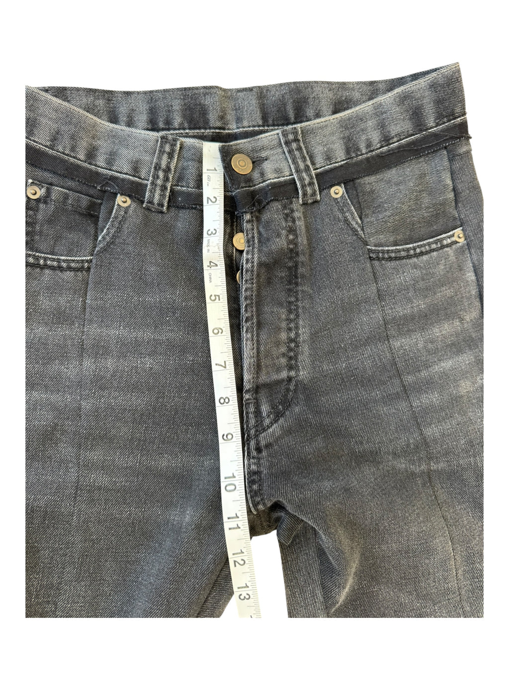 MM6 MAISON MARGIELA Size 1 Black Grey Split Leg Cotton Twill Wide Leg Jeans