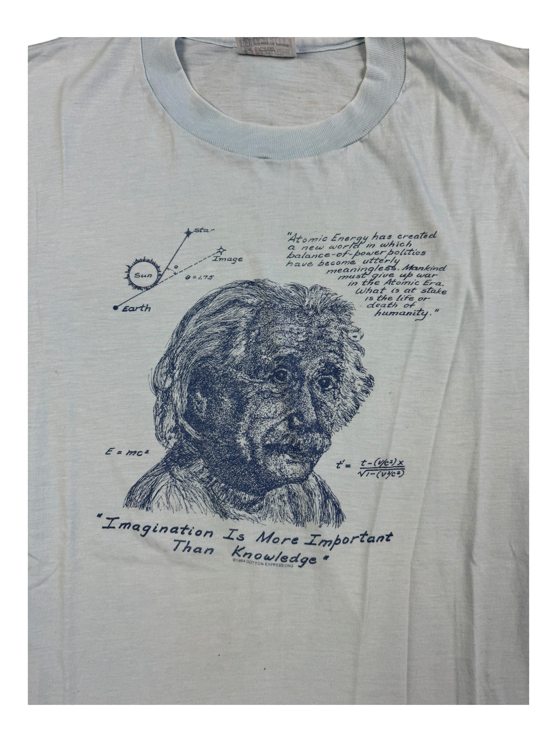 Albert Einstein 80s Blue T Shirt Sz X-Large Single Stitch Hanes 5050
