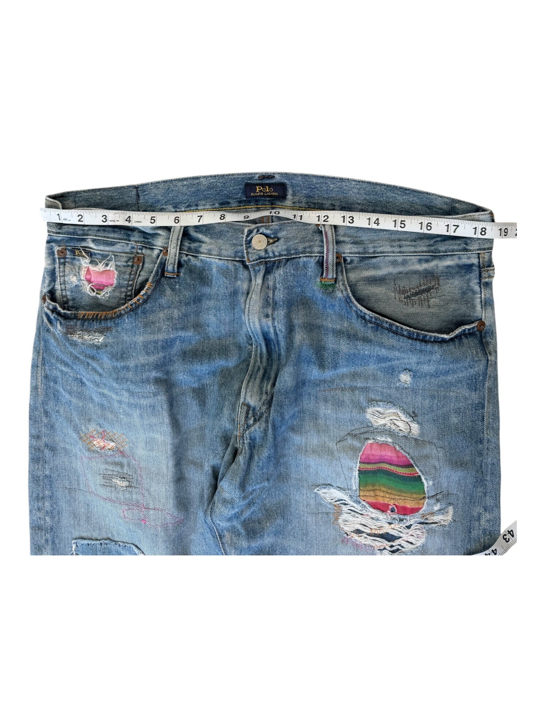 Polo Ralph Lauren Modern Pink Patchwork Denim Size 36 x 32