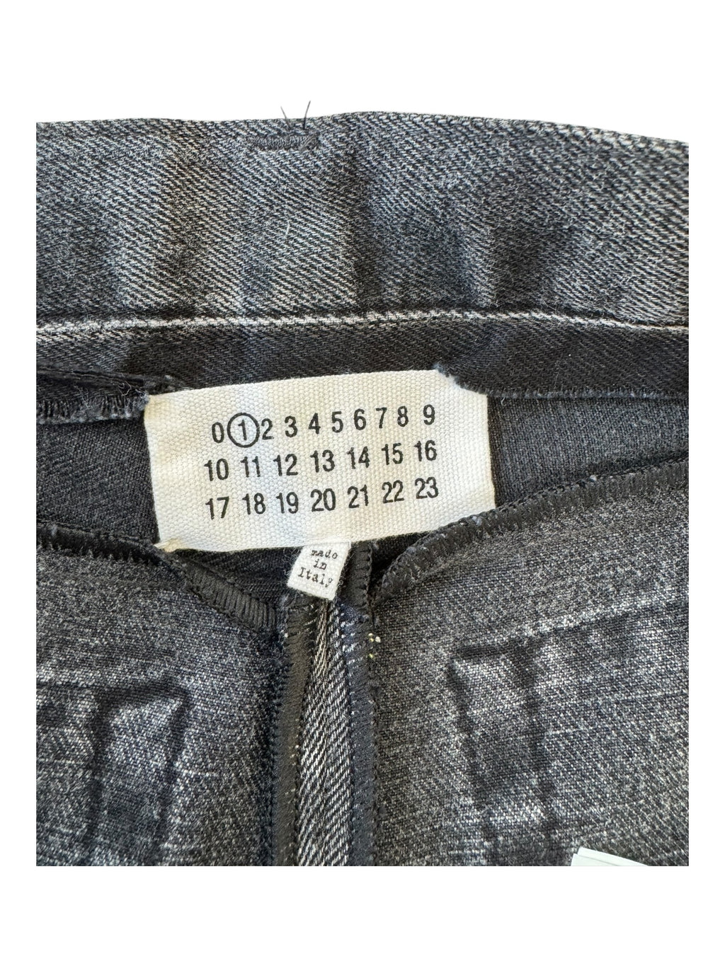 MM6 MAISON MARGIELA Size 1 Black Grey Split Leg Cotton Twill Wide Leg Jeans