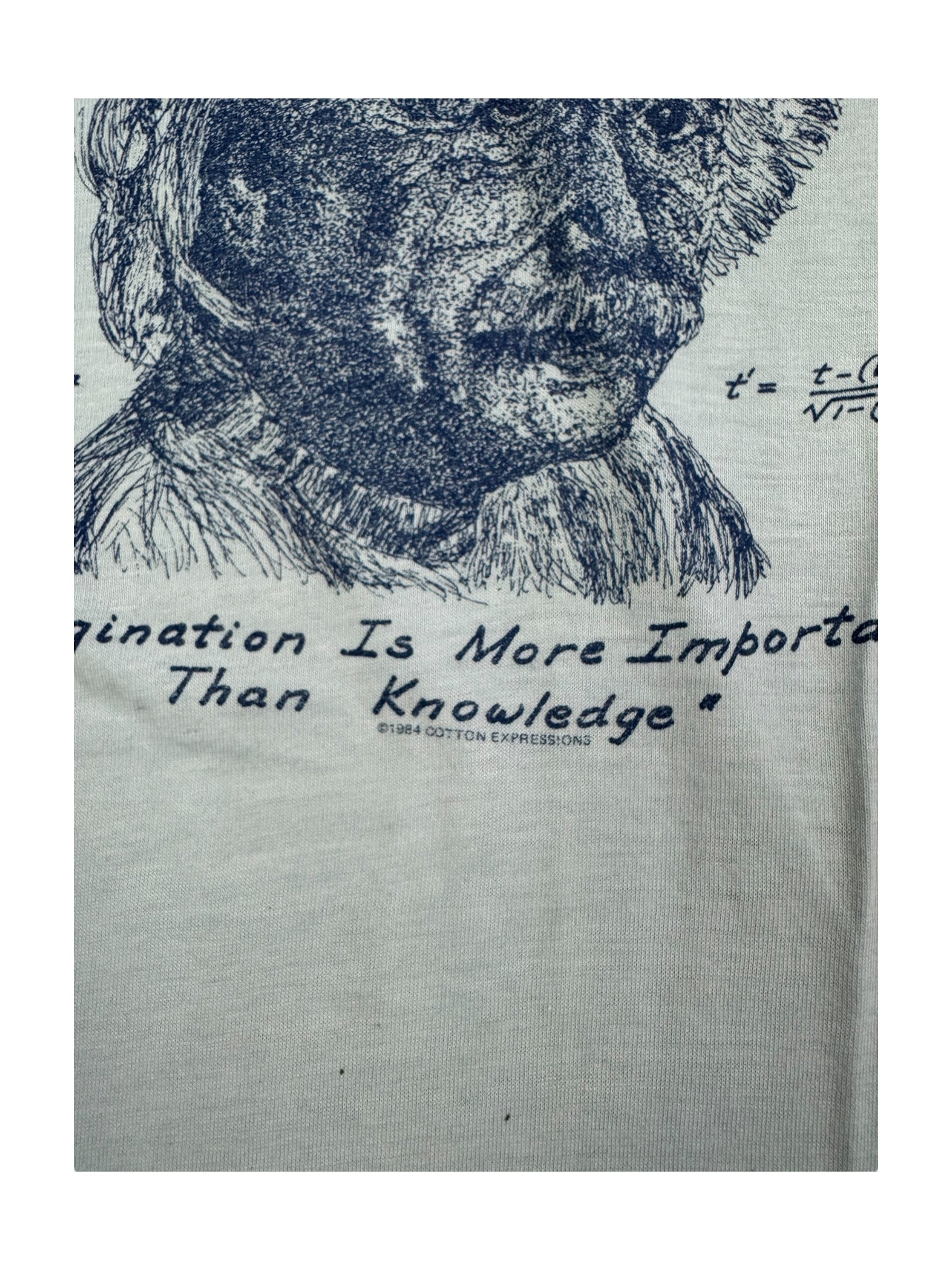 Albert Einstein 80s Blue T Shirt Sz X-Large Single Stitch Hanes 5050