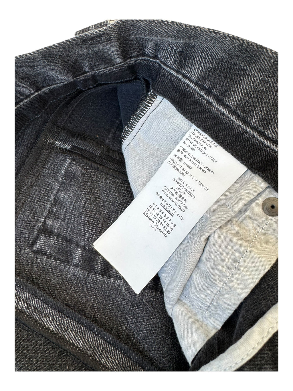 MM6 MAISON MARGIELA Size 1 Black Grey Split Leg Cotton Twill Wide Leg Jeans