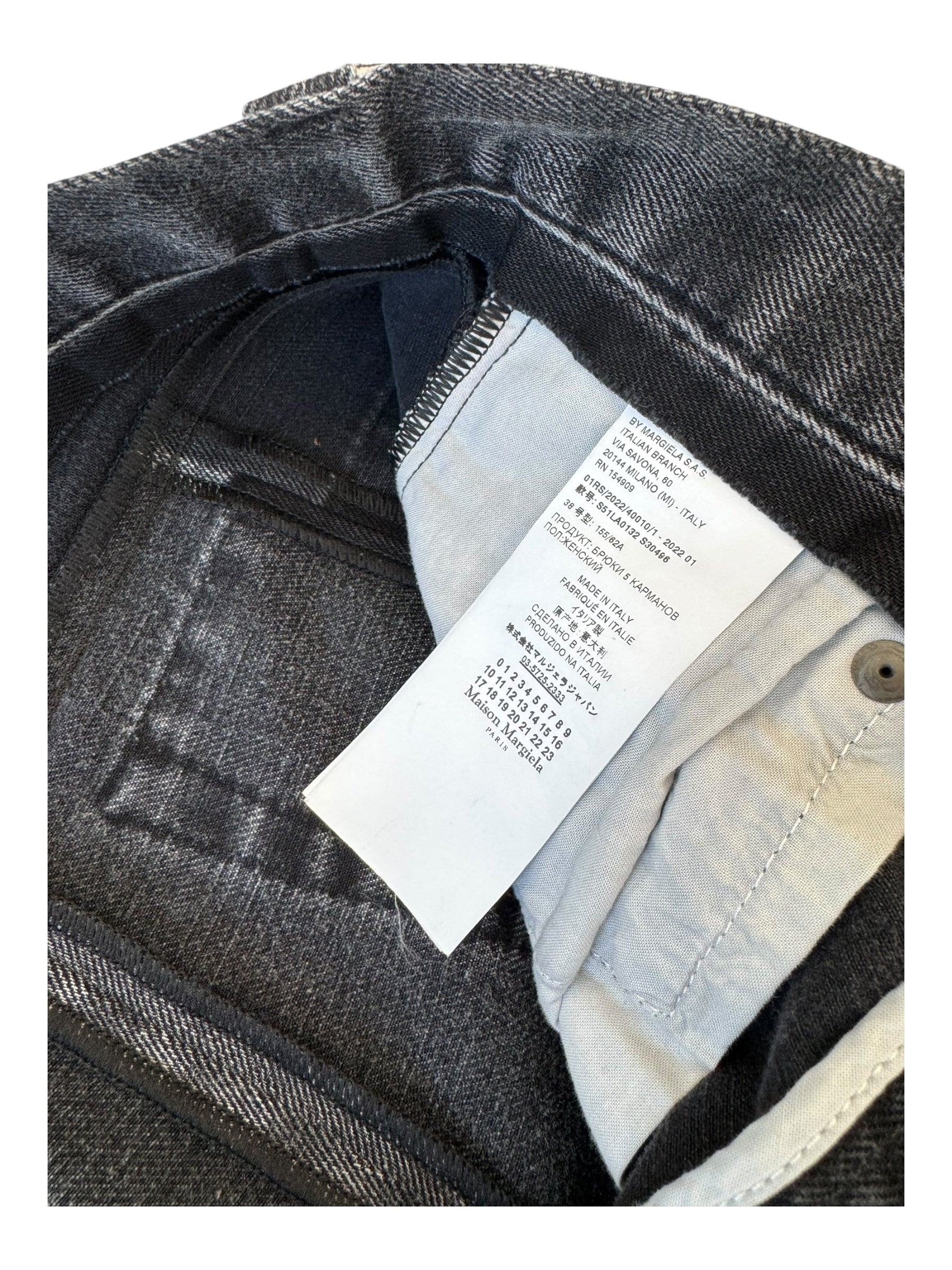 MM6 MAISON MARGIELA Size 1 Black Grey Split Leg Cotton Twill Wide Leg Jeans