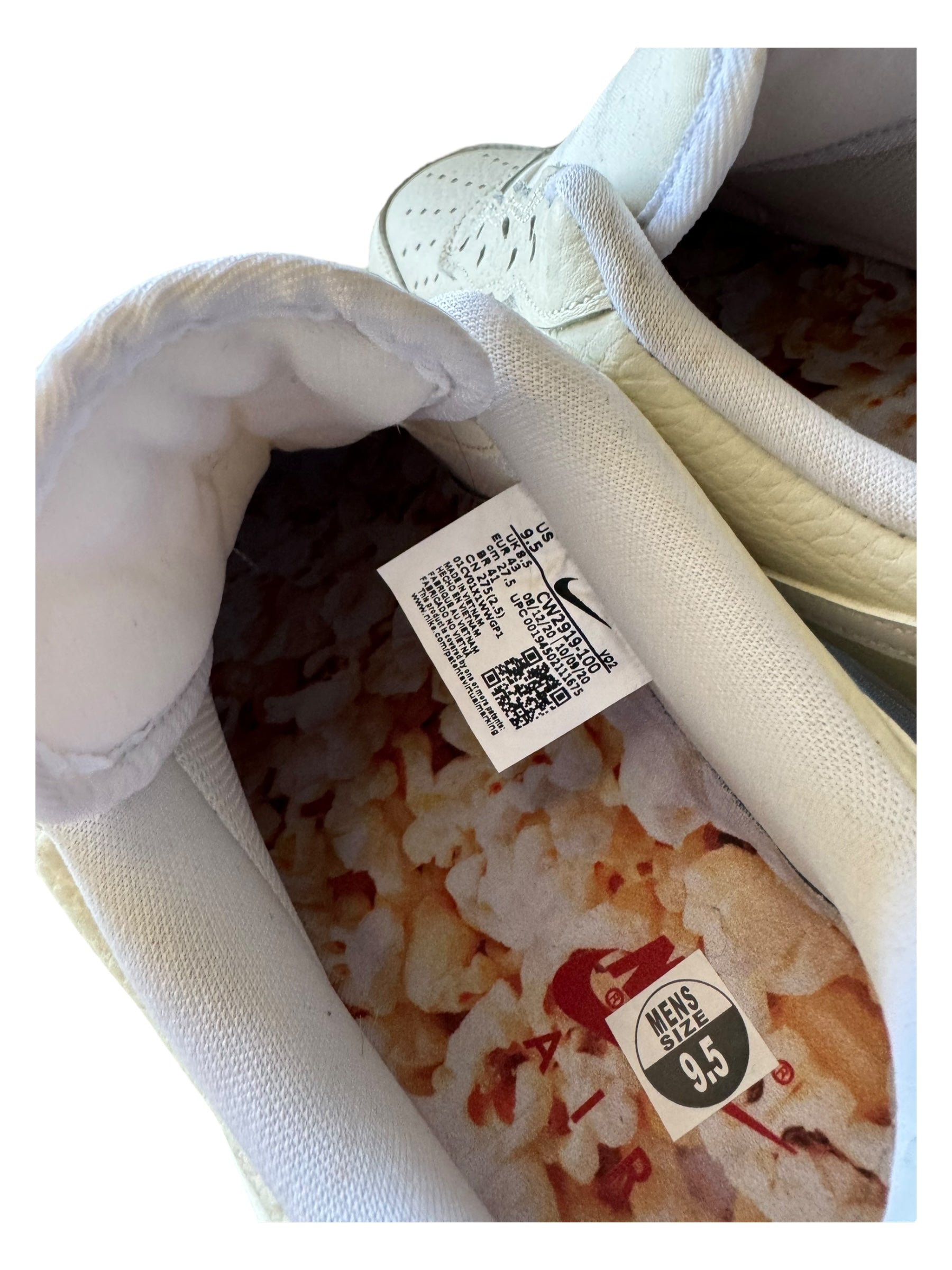 Nike Air Force One Low New No Box or Laces! Size 9.5 Popcorn Edition CW2919-100