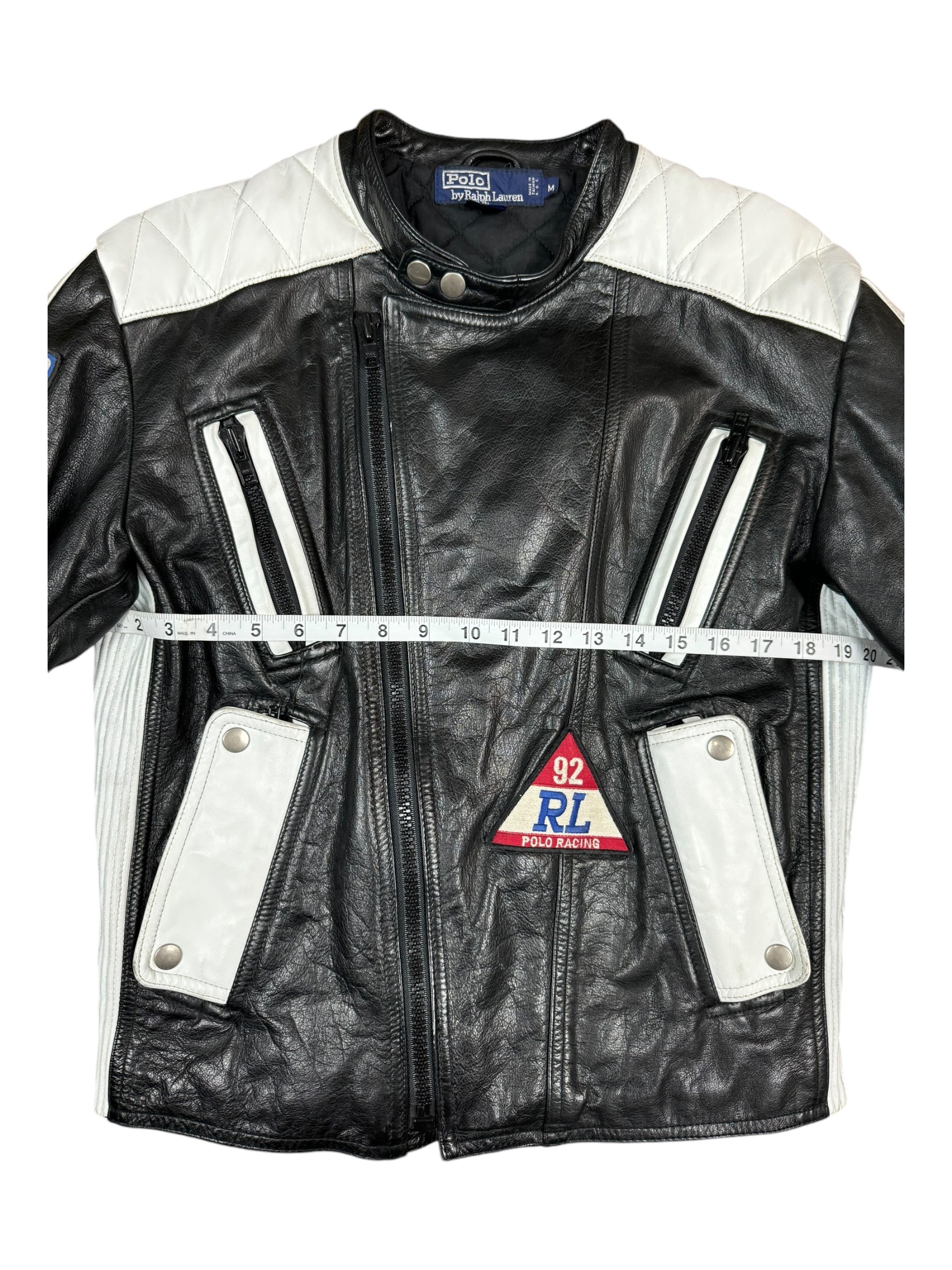Polo Ralph Lauren 90s 1992 Alpine Ski Team Racing Leather Jacket Size Medium