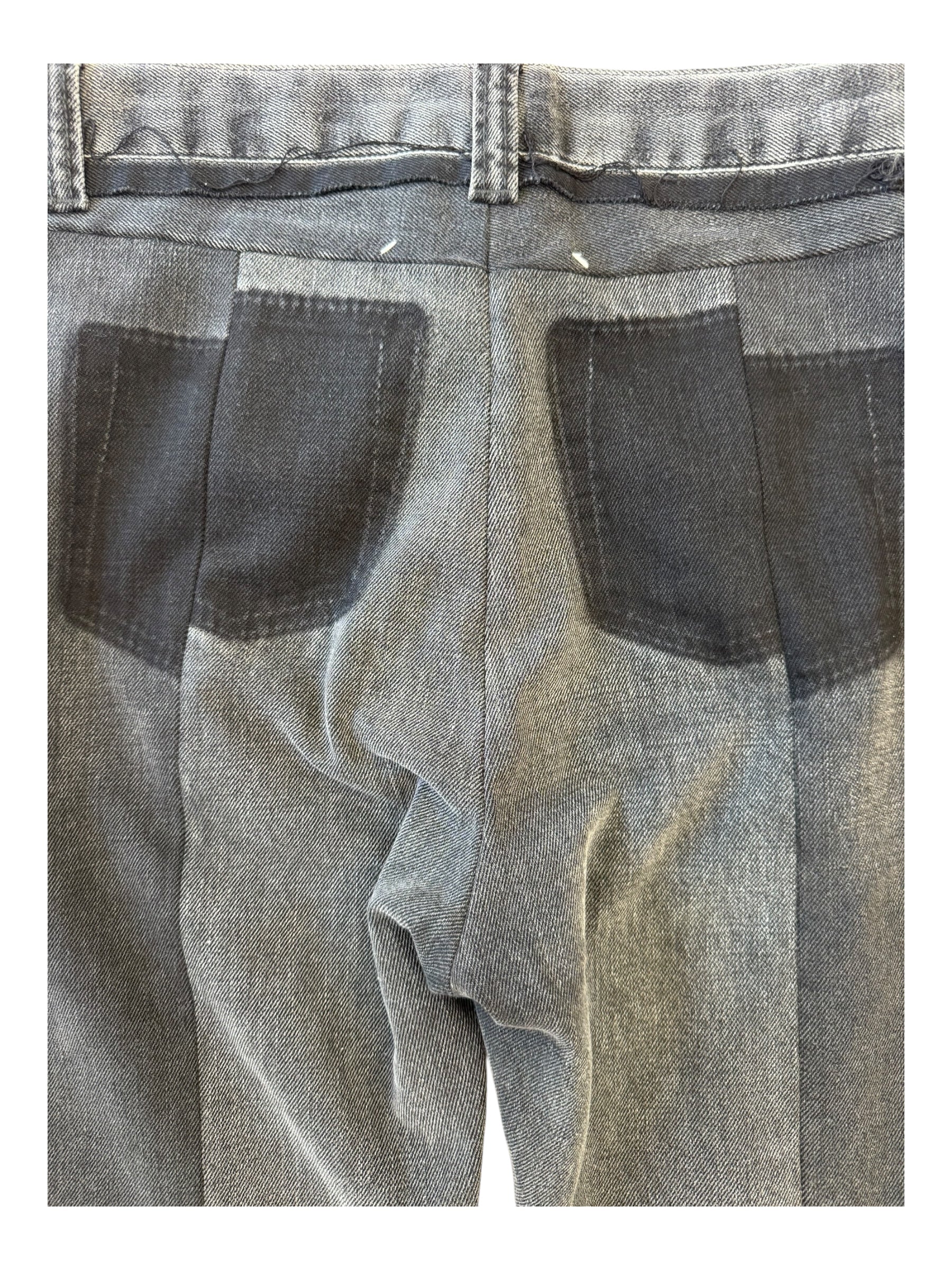 MM6 MAISON MARGIELA Size 1 Black Grey Split Leg Cotton Twill Wide Leg Jeans