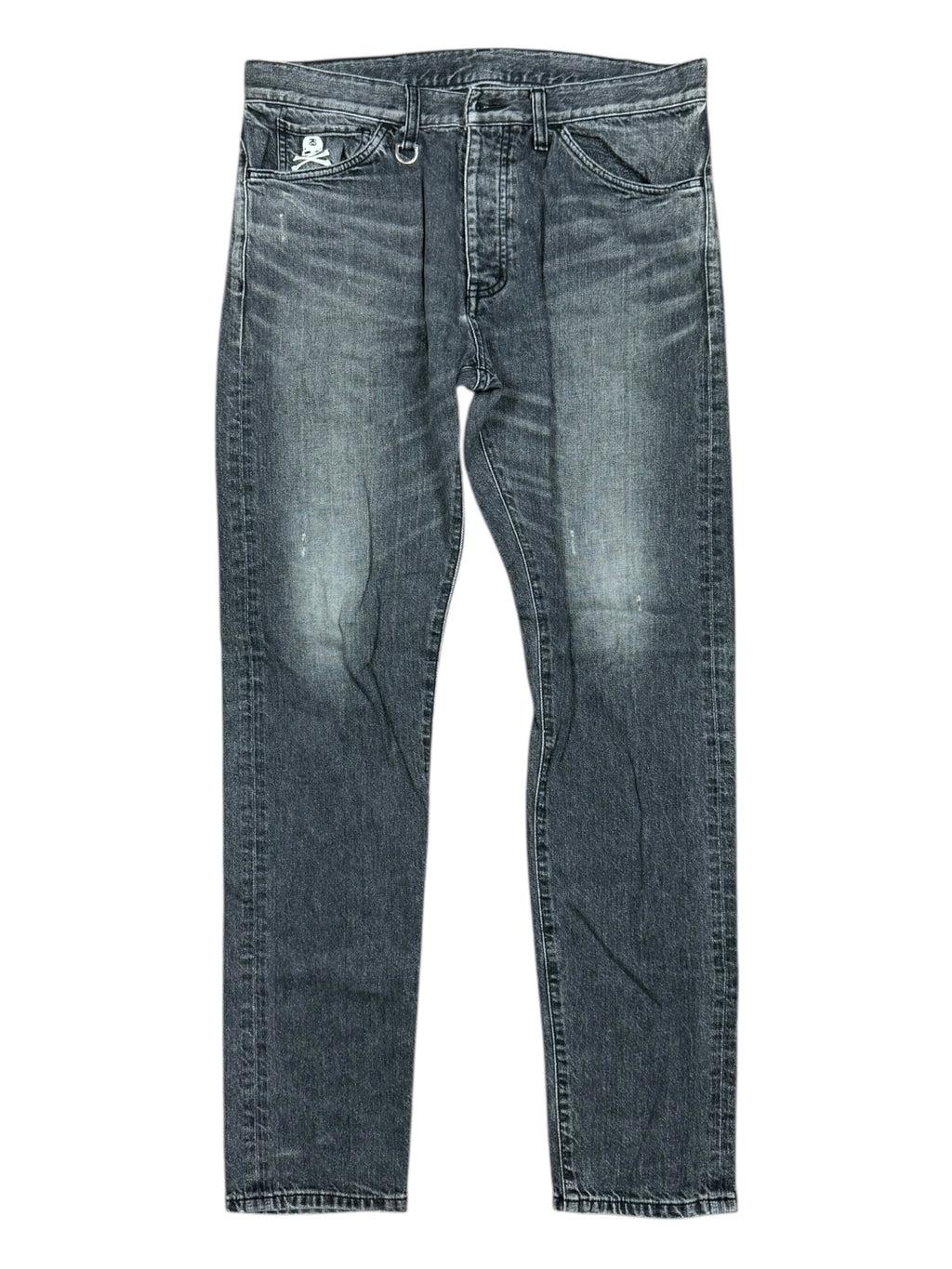 Stussy x Mastermind Black Denim Jeans Skull & Crossbones No Button Size 30/32