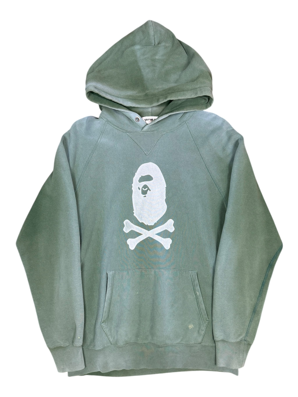 A Bathing Ape 00s Bape Skull Logo Green Faded Size Large