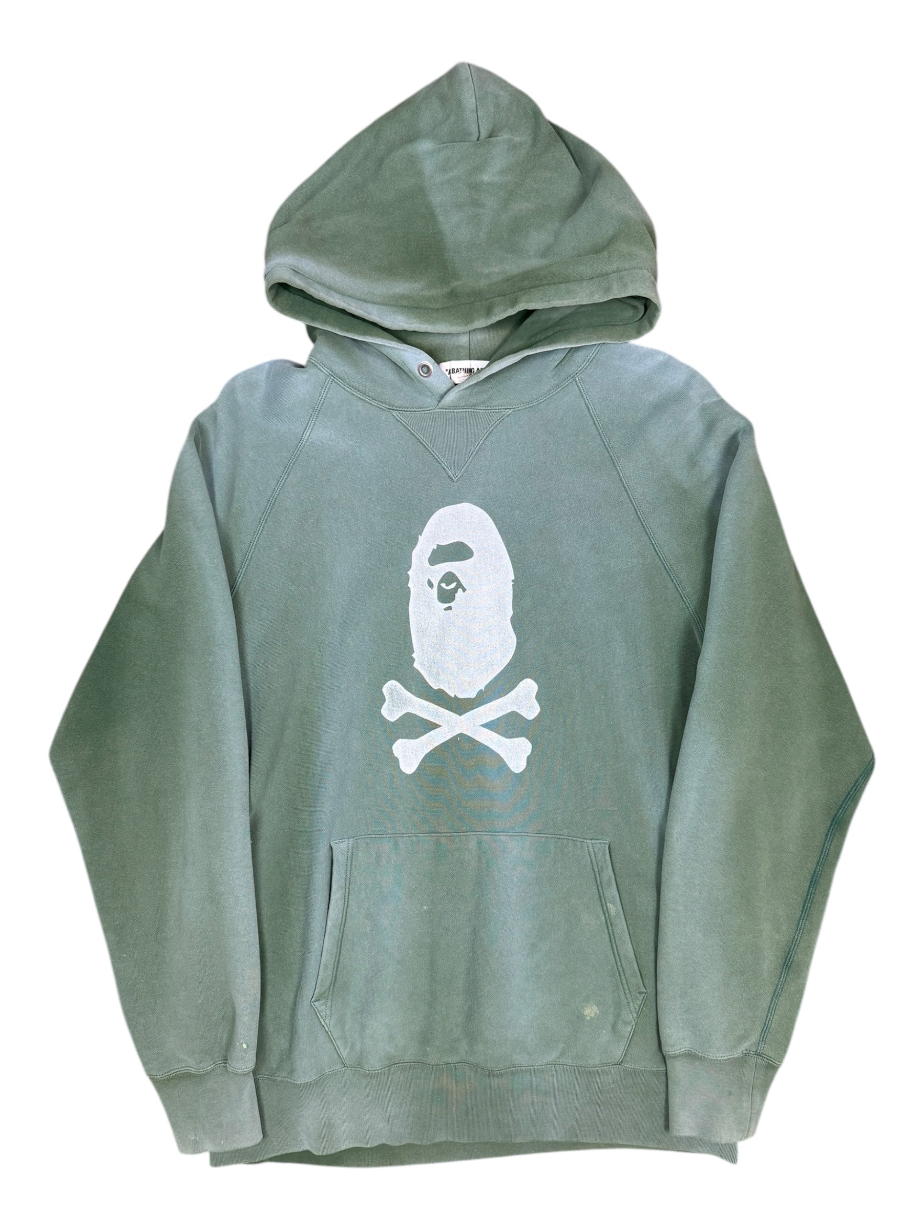 A Bathing Ape 00s Bape Skull Logo Green Faded Size Large