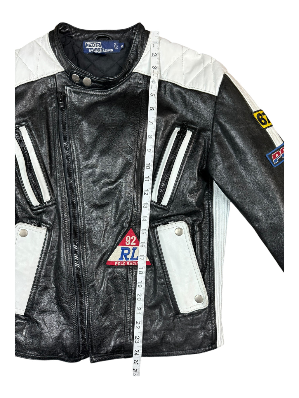 Polo Ralph Lauren 90s 1992 Alpine Ski Team Racing Leather Jacket Size Medium