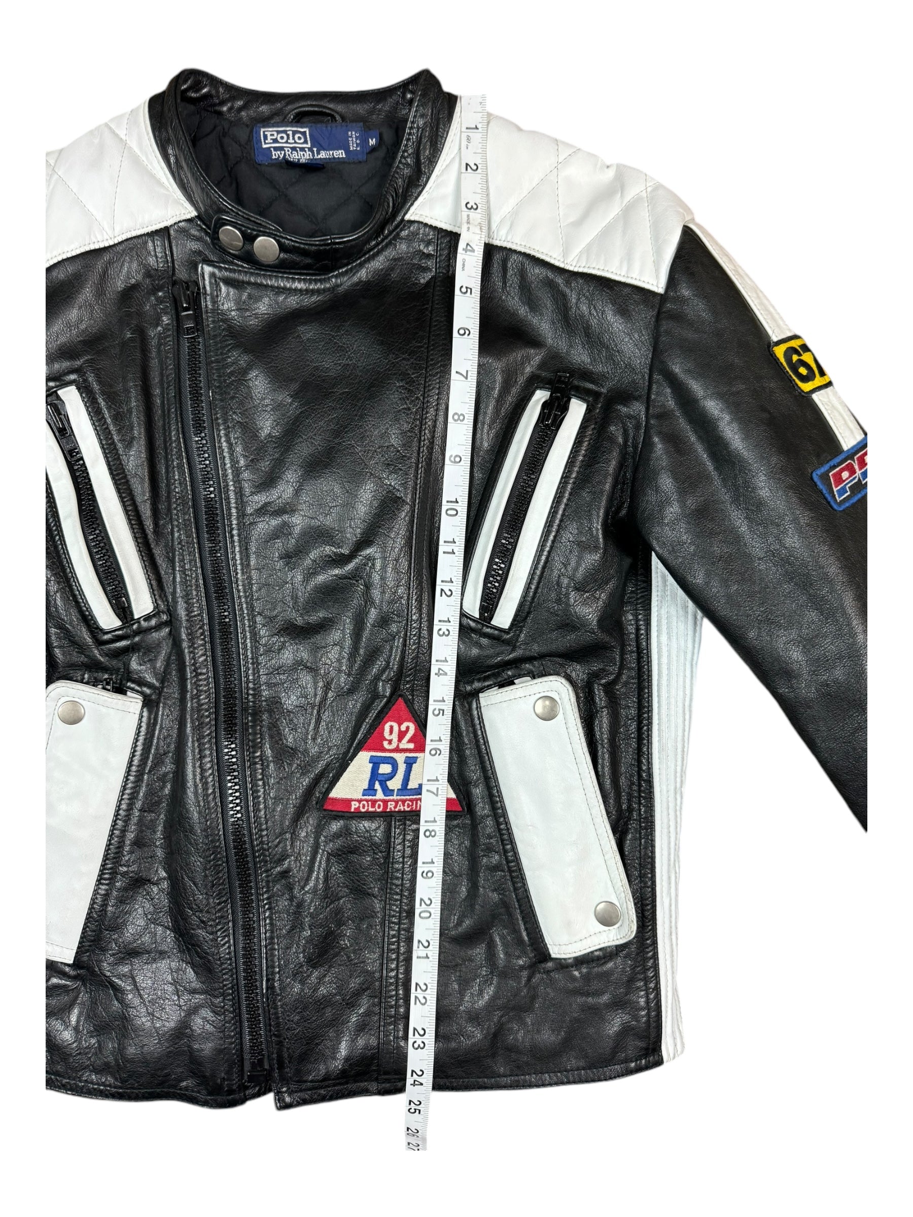 Polo Ralph Lauren 90s 1992 Alpine Ski Team Racing Leather Jacket Size Medium