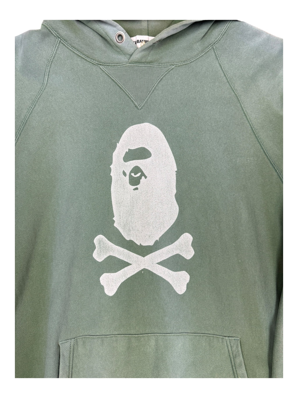 A Bathing Ape 00s Bape Skull Logo Green Faded Size Large