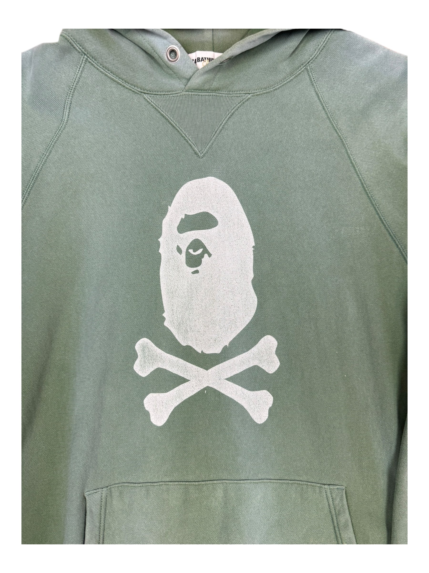 A Bathing Ape 00s Bape Skull Logo Green Faded Size Large