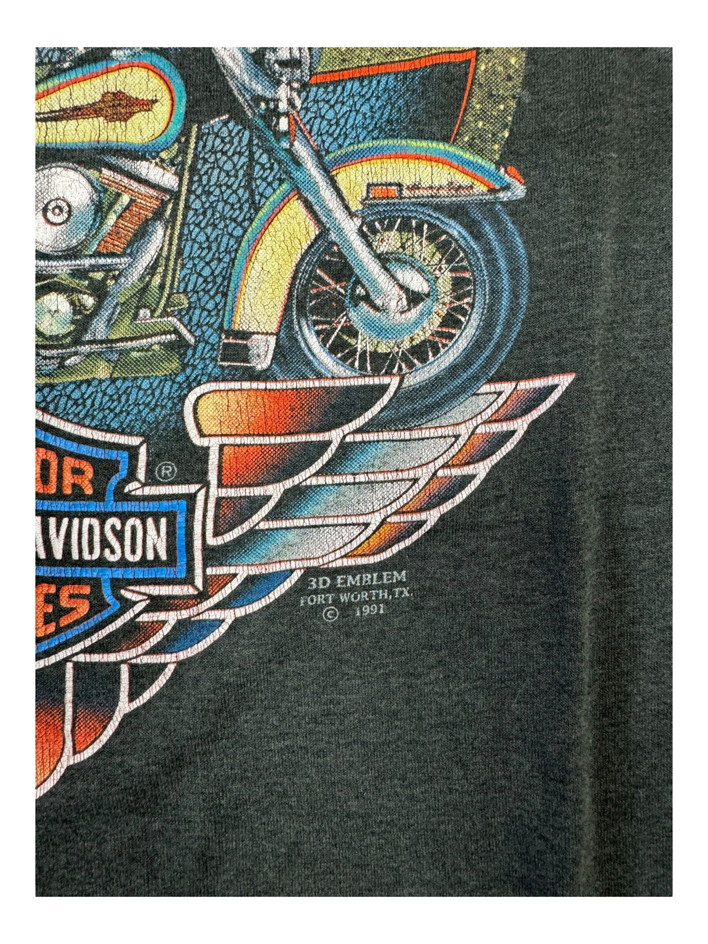 Harley Davidson 90s Heather Grey 3D Emblem Rolling Thunder Size XL