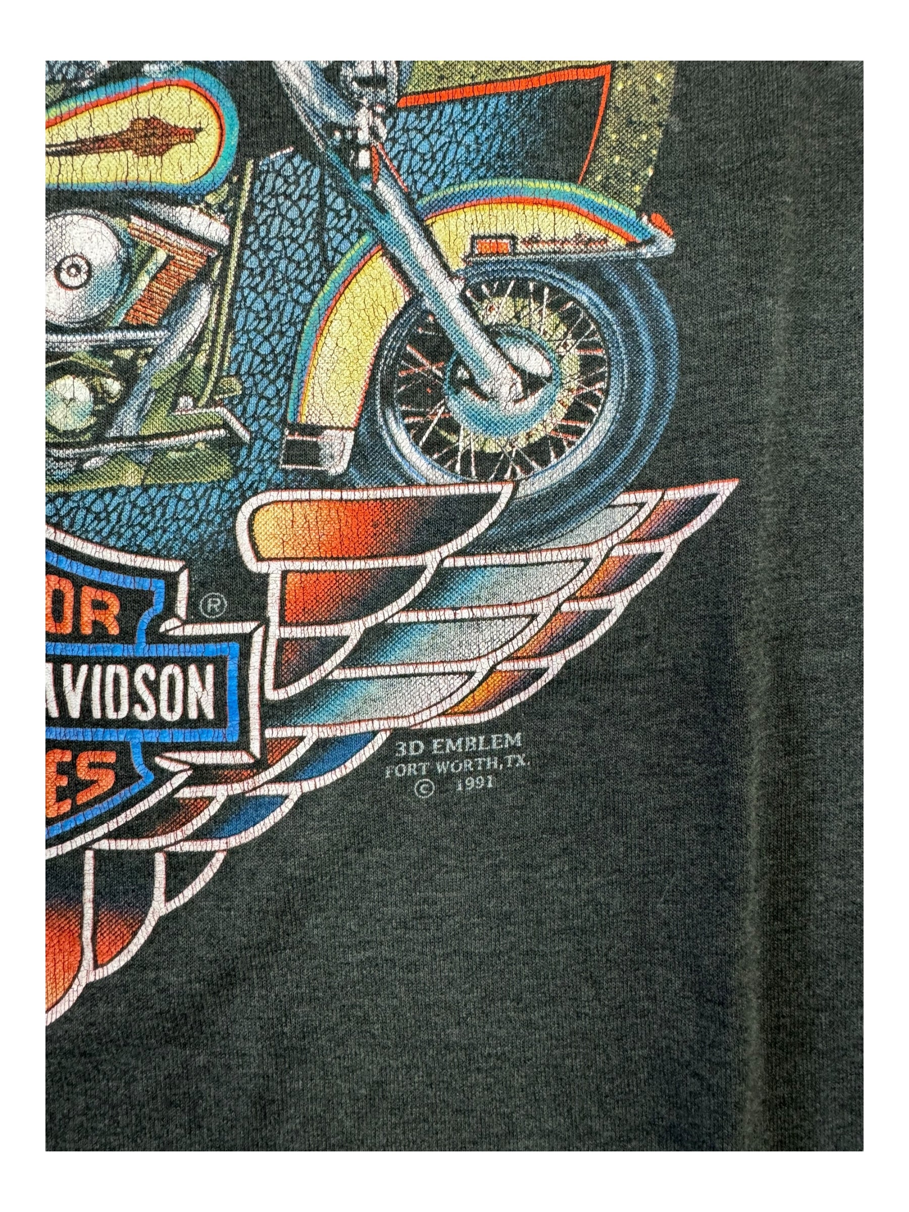 Harley Davidson 90s Heather Grey 3D Emblem Rolling Thunder Size XL