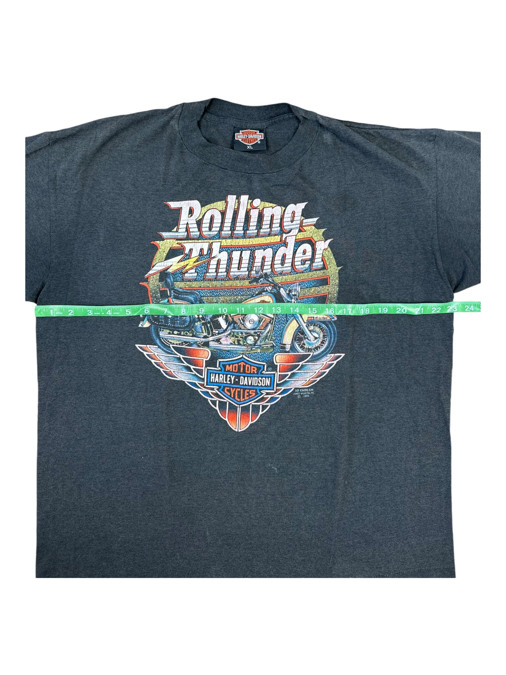 Harley Davidson 90s Heather Grey 3D Emblem Rolling Thunder Size XL