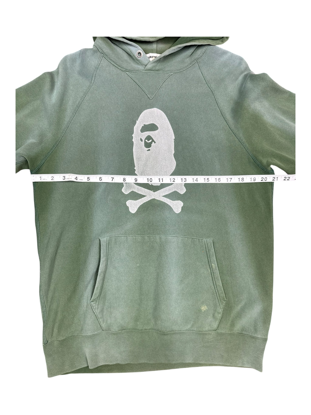 A Bathing Ape 00s Bape Skull Logo Green Faded Size Large