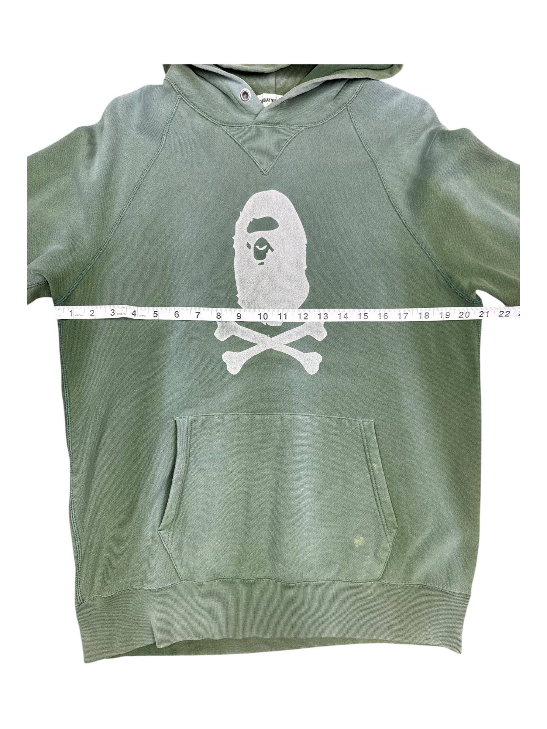 A Bathing Ape 00s Bape Skull Logo Green Faded Size Large