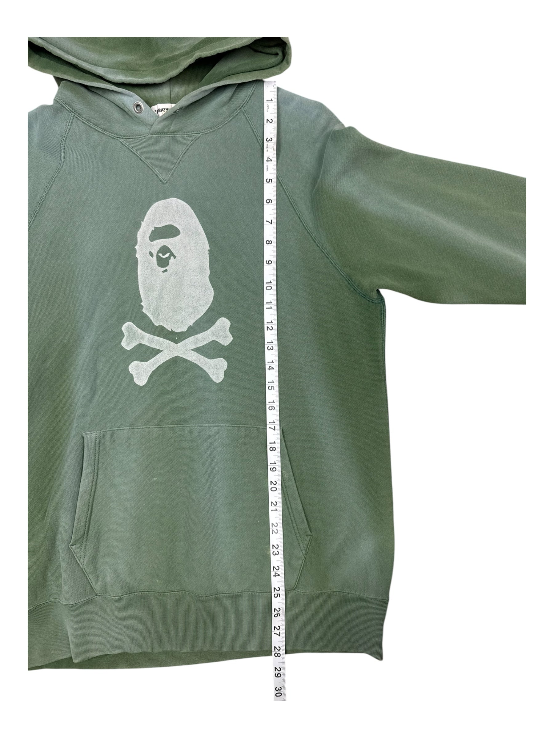 A Bathing Ape 00s Bape Skull Logo Green Faded Size Large