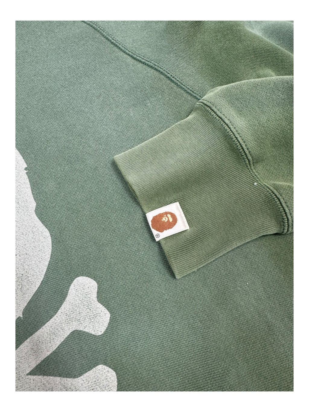 A Bathing Ape 00s Bape Skull Logo Green Faded Size Large