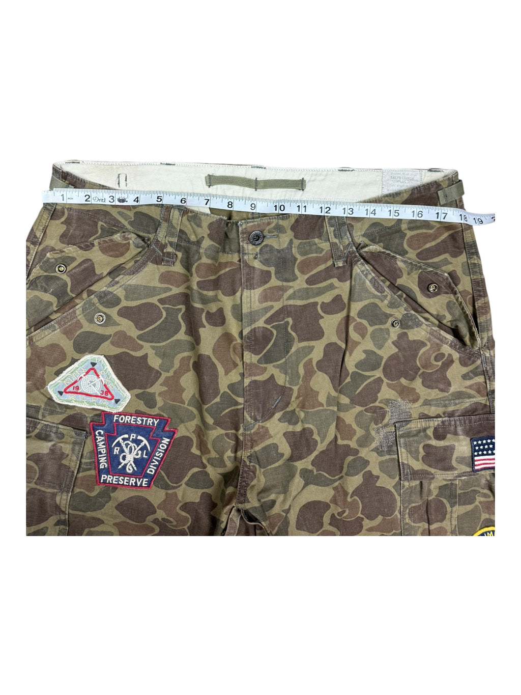 Polo Ralph Lauren Camo Cargo Pants w/ Patches Size 34 / 32