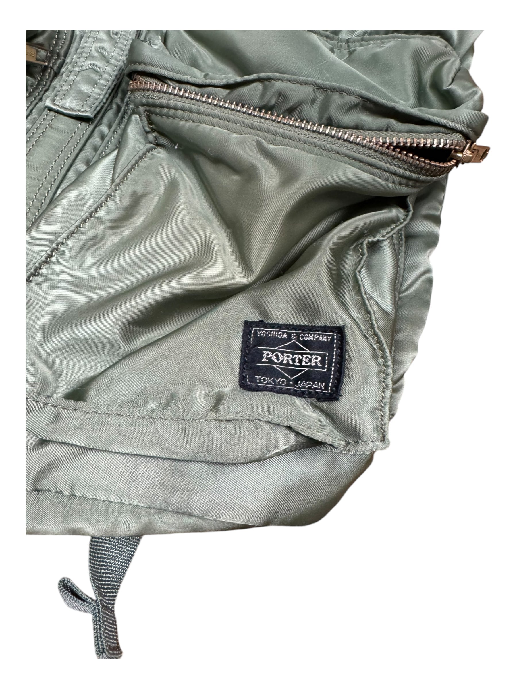 Porter Tokyo 90s Olive Green Silk Backpack
