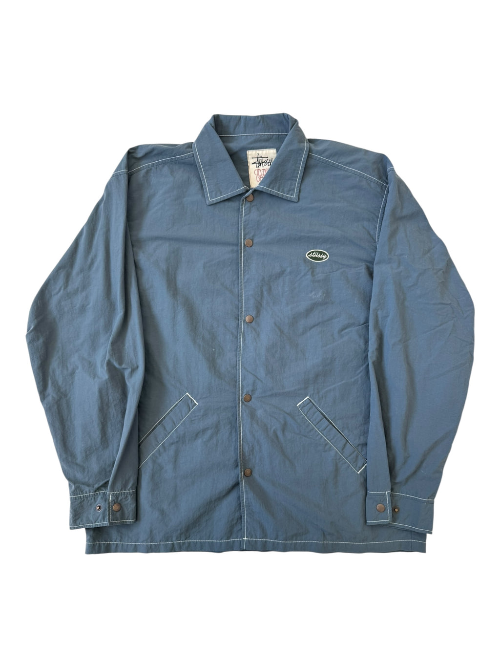 Stussy Outer Gear Blue Patch Button Up Jacket Size Large
