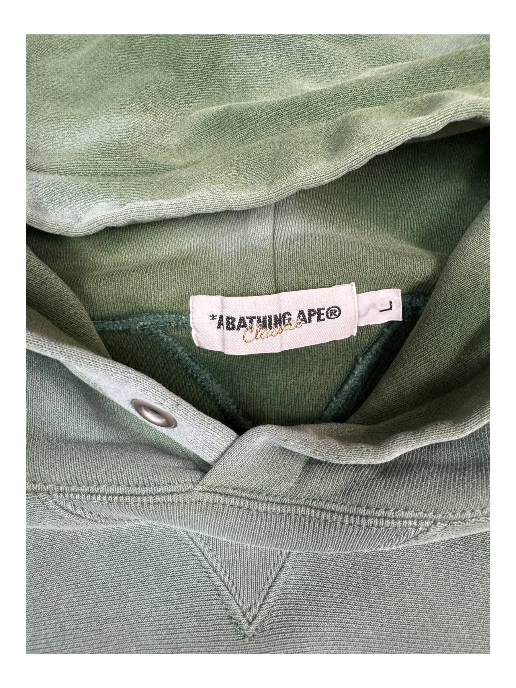 A Bathing Ape 00s Bape Skull Logo Green Faded Size Large