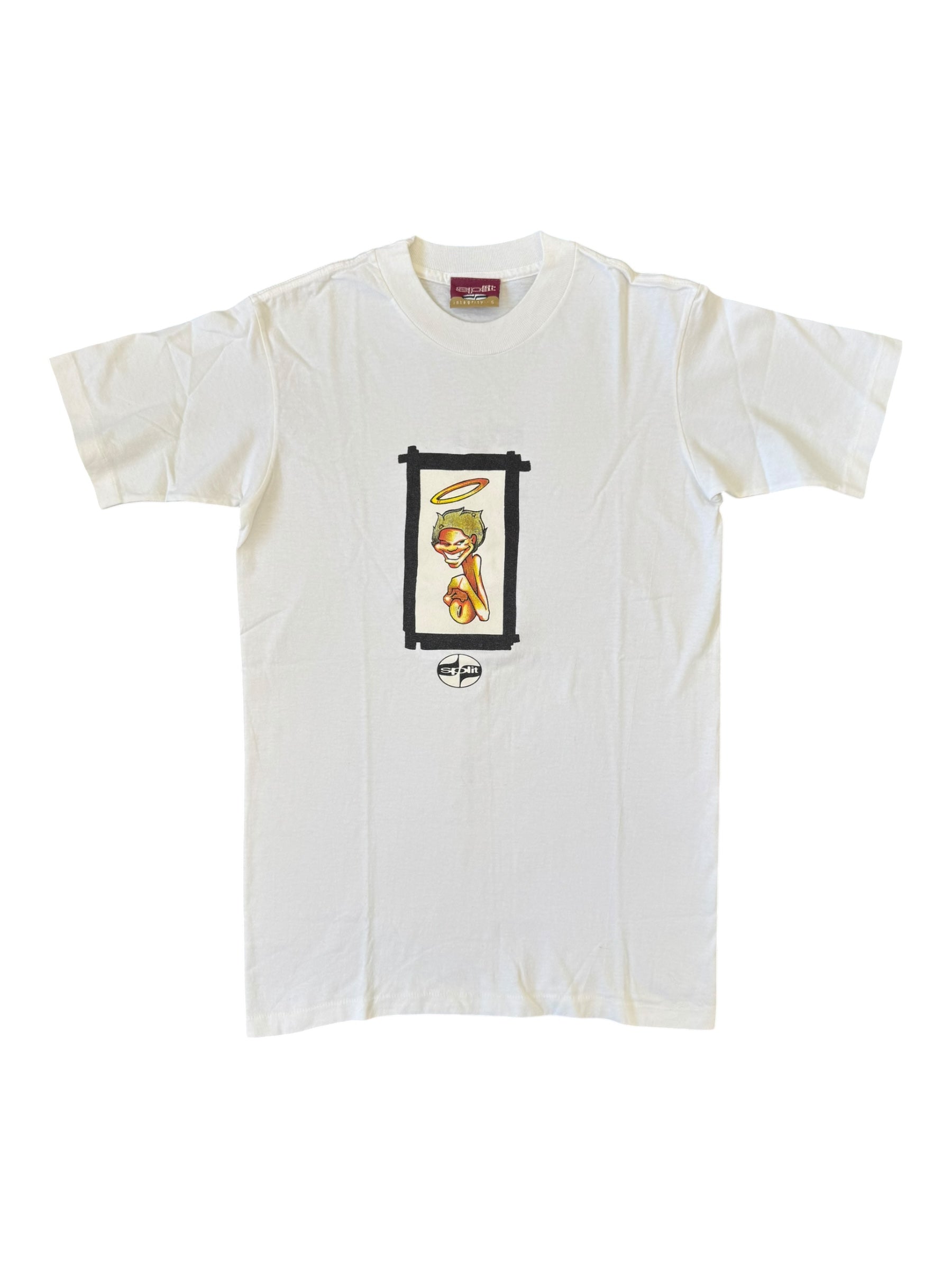 Split 90s White Angel Box T-Shirt Size Small