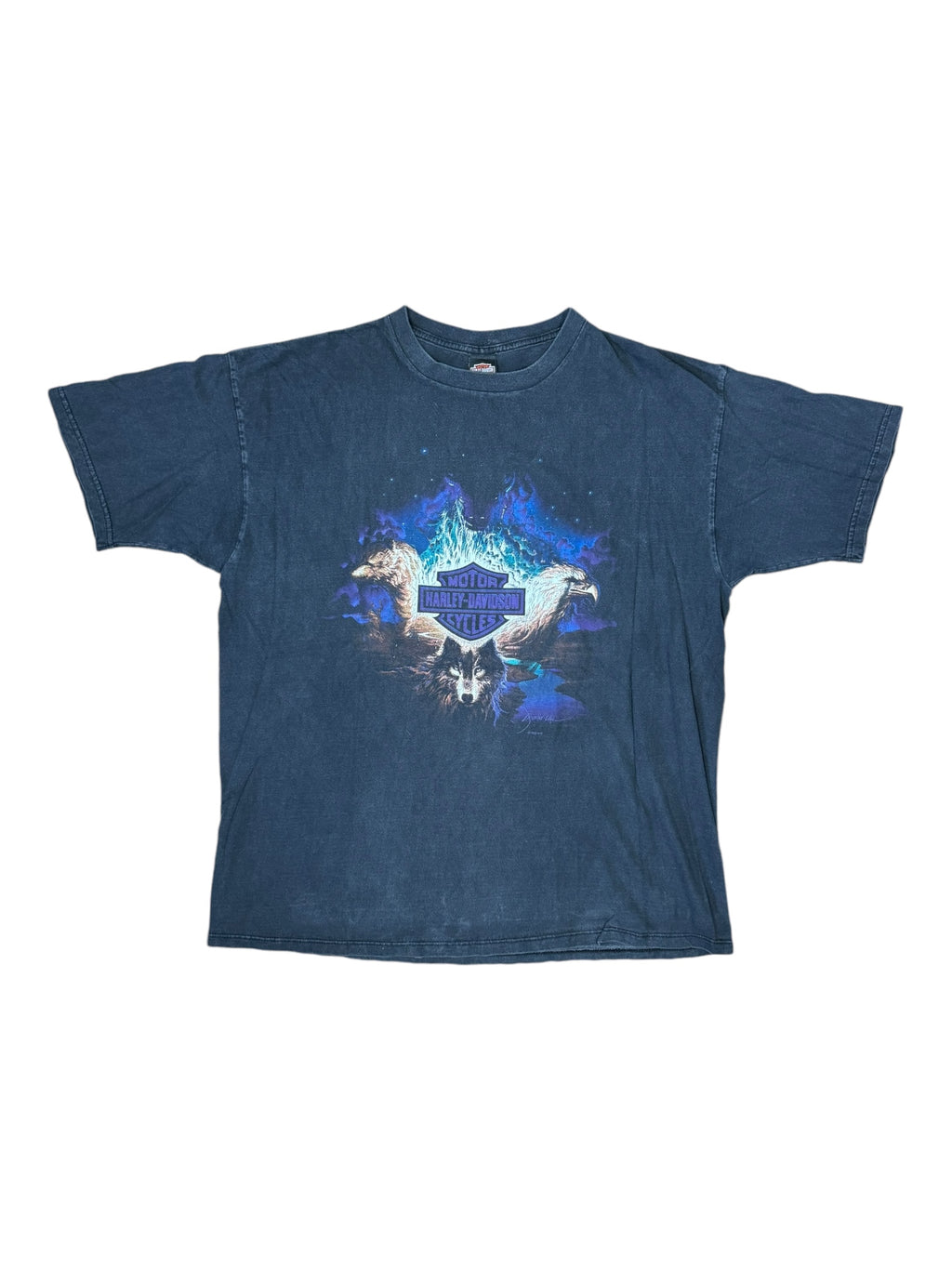 Harley Davidson 90s Black Wolves Faded Size XXL