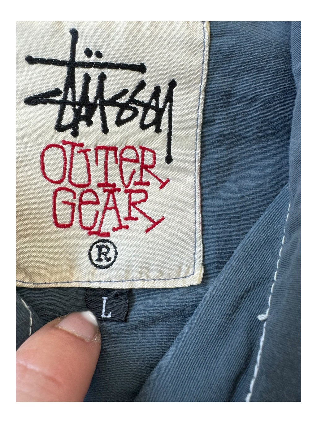 Stussy Outer Gear Blue Patch Button Up Jacket Size Large