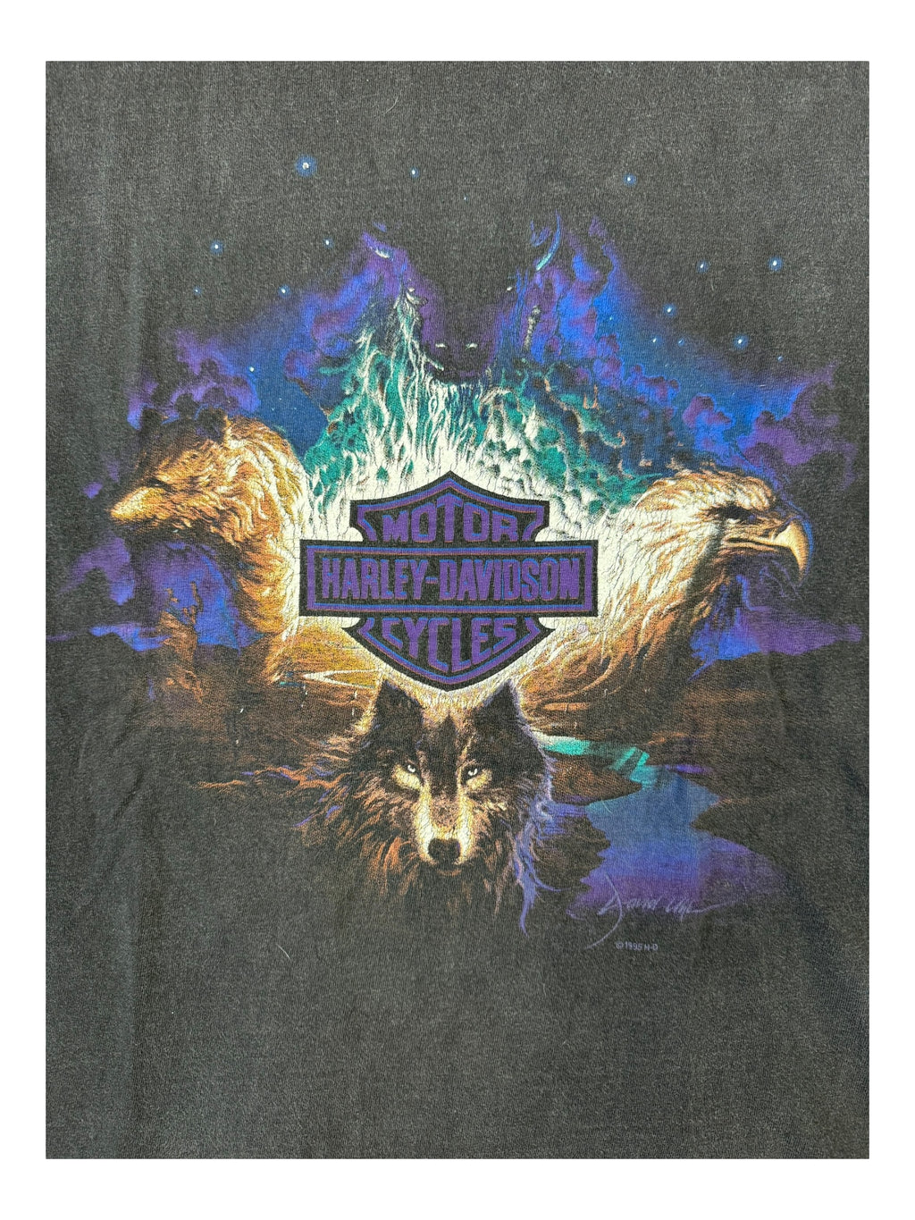 Harley Davidson 90s Black Wolves Faded Size XXL