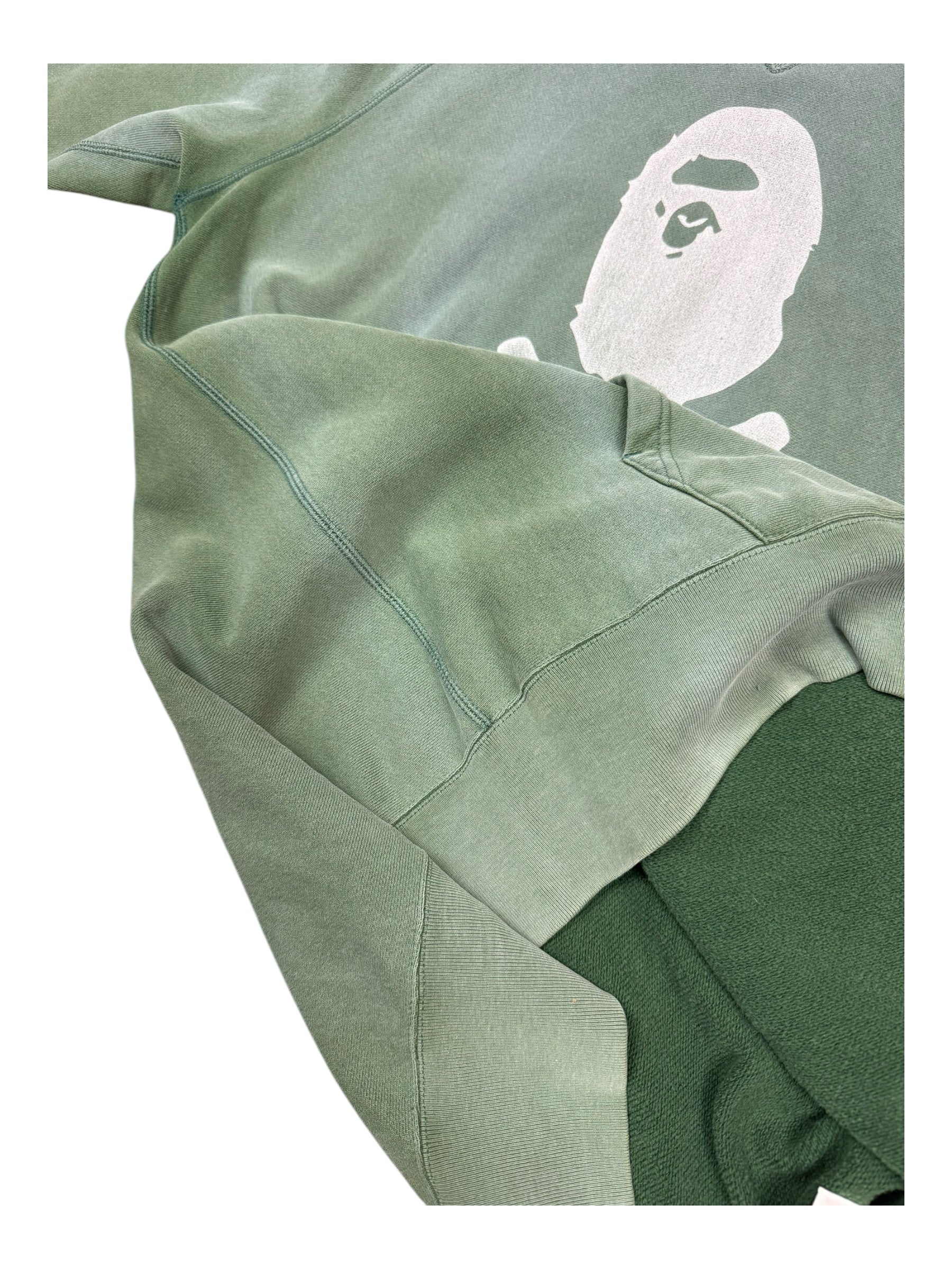 A Bathing Ape 00s Bape Skull Logo Green Faded Size Large