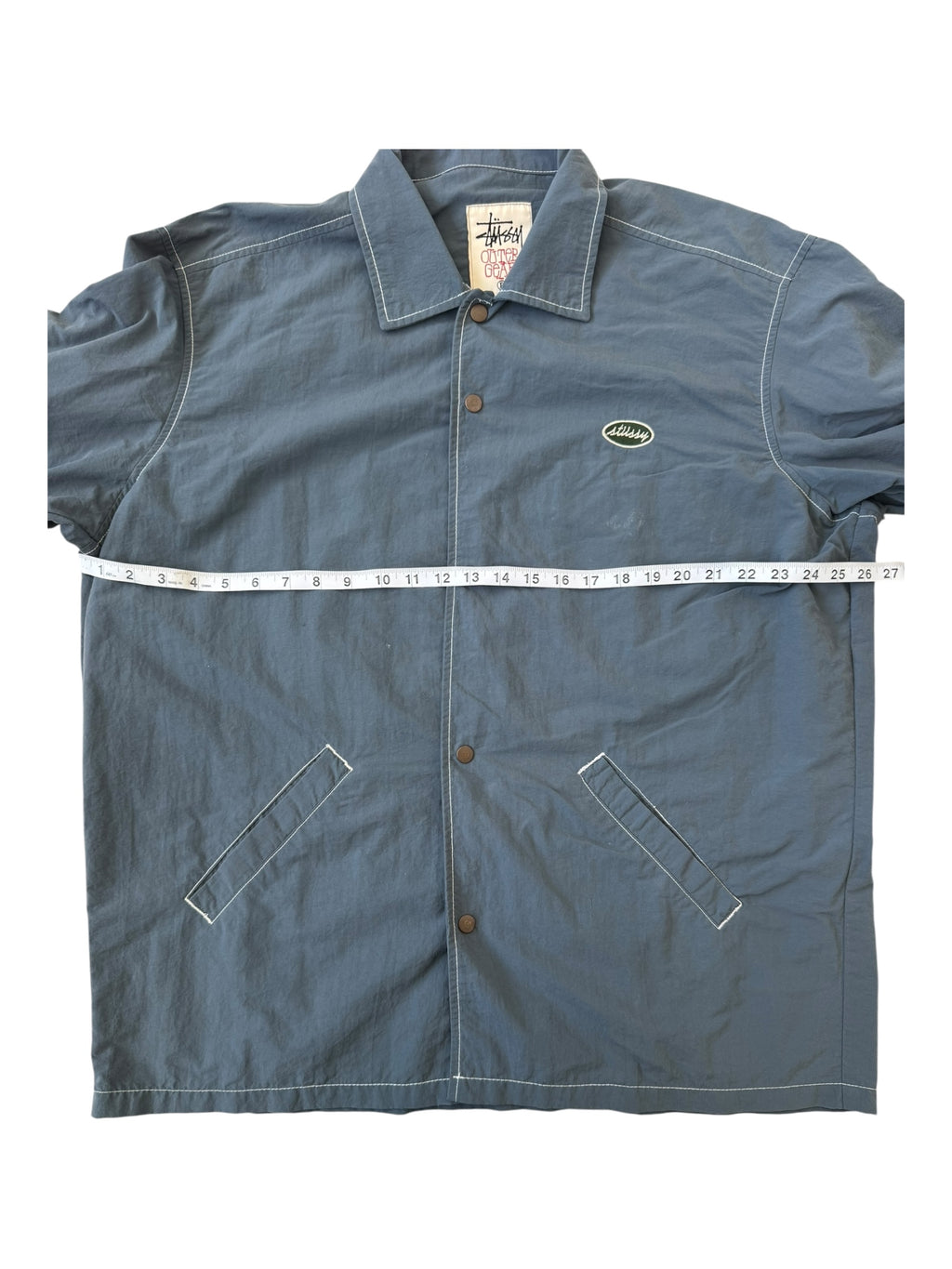 Stussy Outer Gear Blue Patch Button Up Jacket Size Large