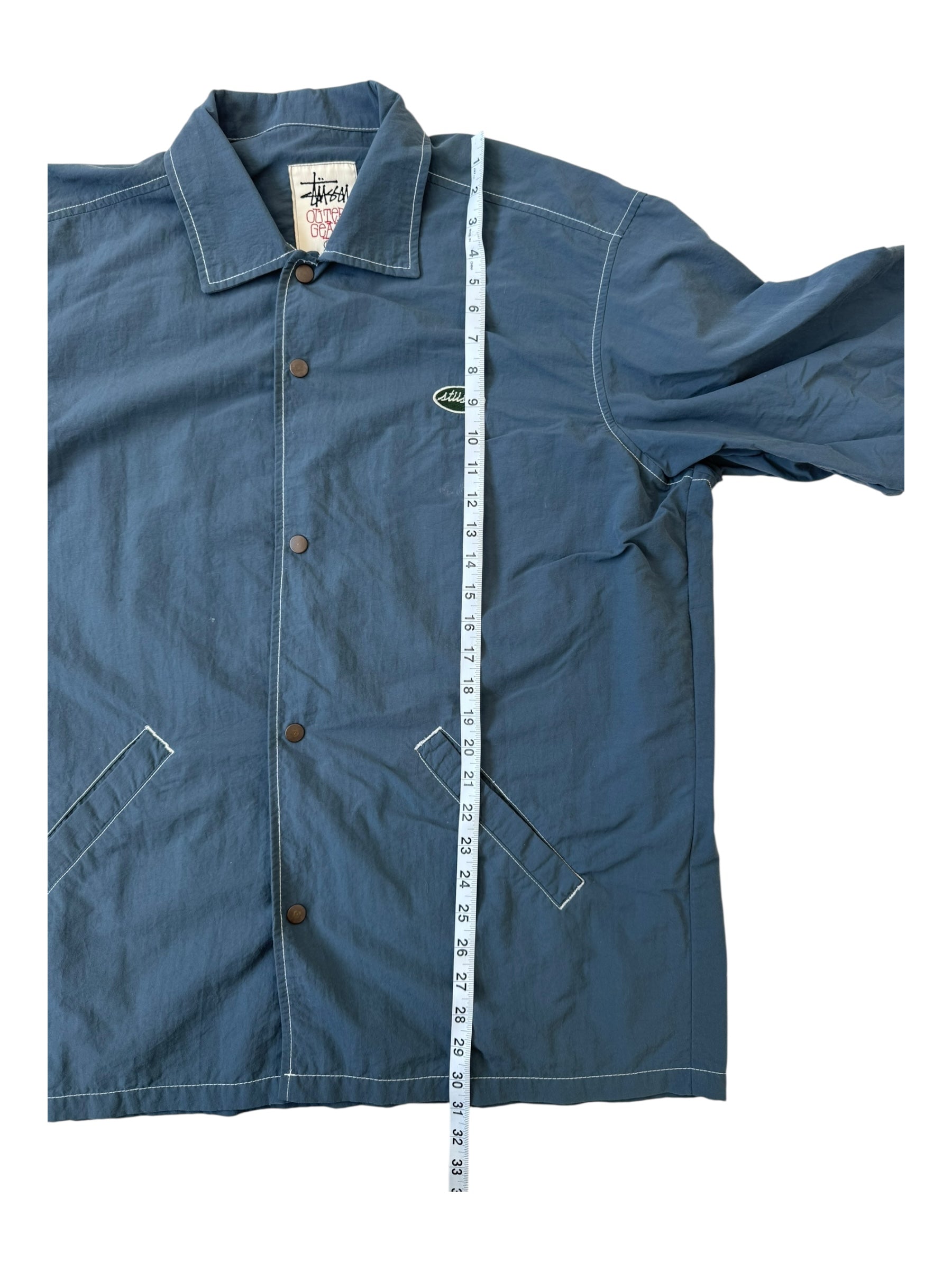 Stussy Outer Gear Blue Patch Button Up Jacket Size Large