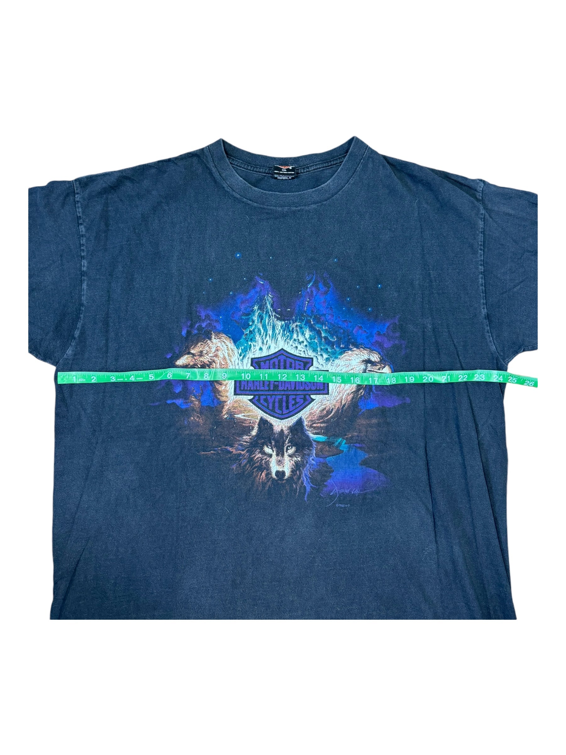 Harley Davidson 90s Black Wolves Faded Size XXL