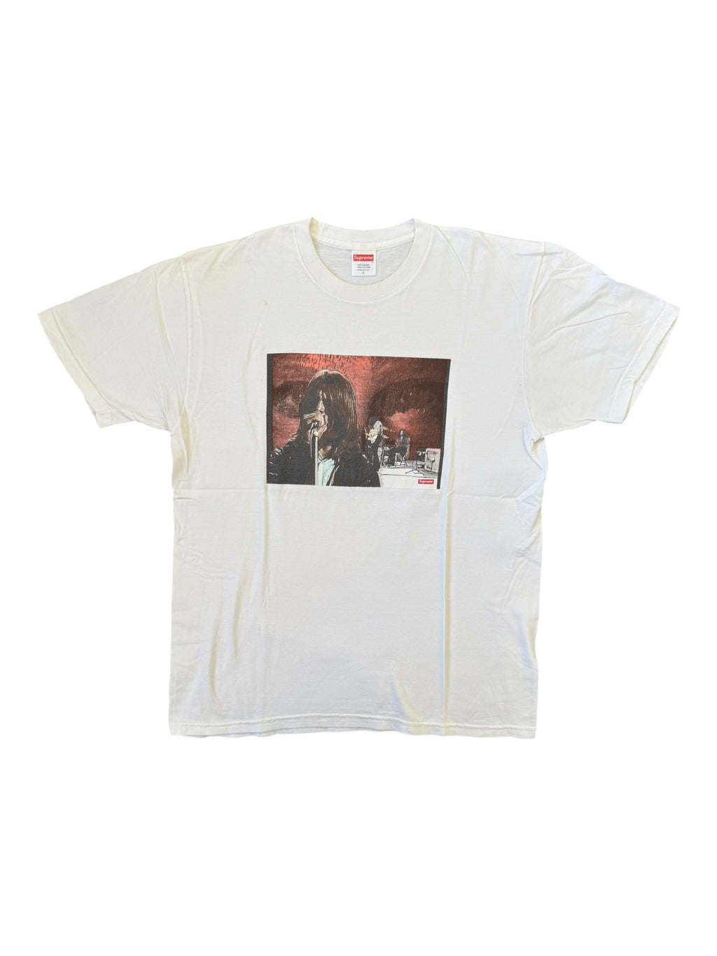 Supreme SS16 Black Sabbath Paranoid Ozzy Osbourne White T-Shirt Size Large