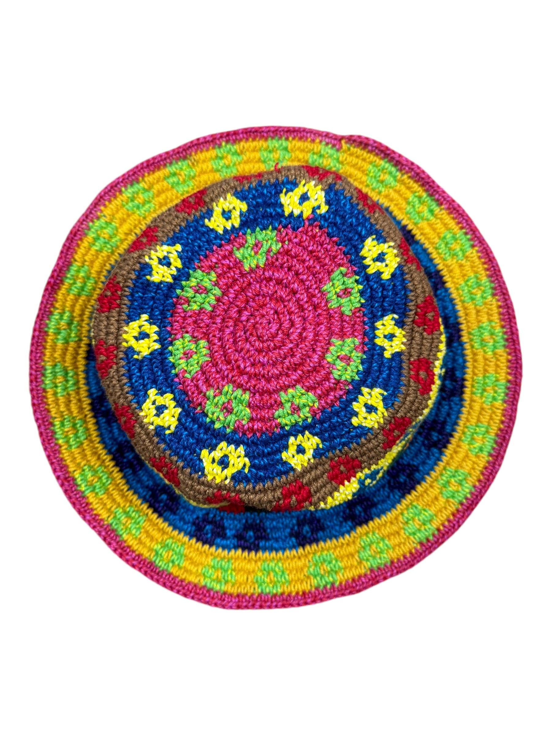 Knit Flower Bucket Hat Crochet Unisex Colorful Vibes