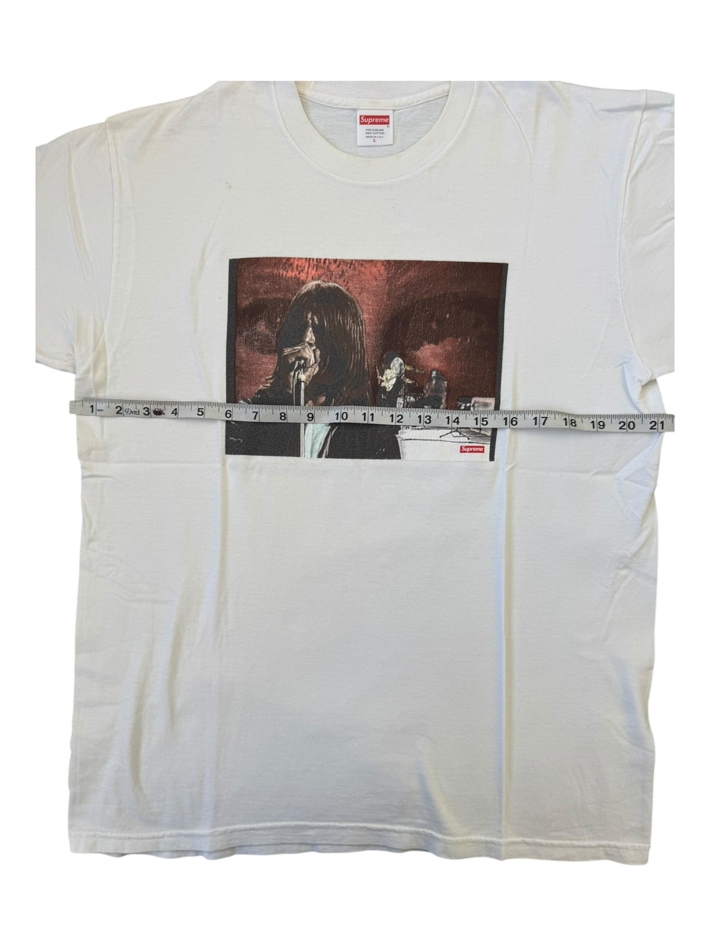 Supreme SS16 Black Sabbath Paranoid Ozzy Osbourne White T-Shirt Size Large