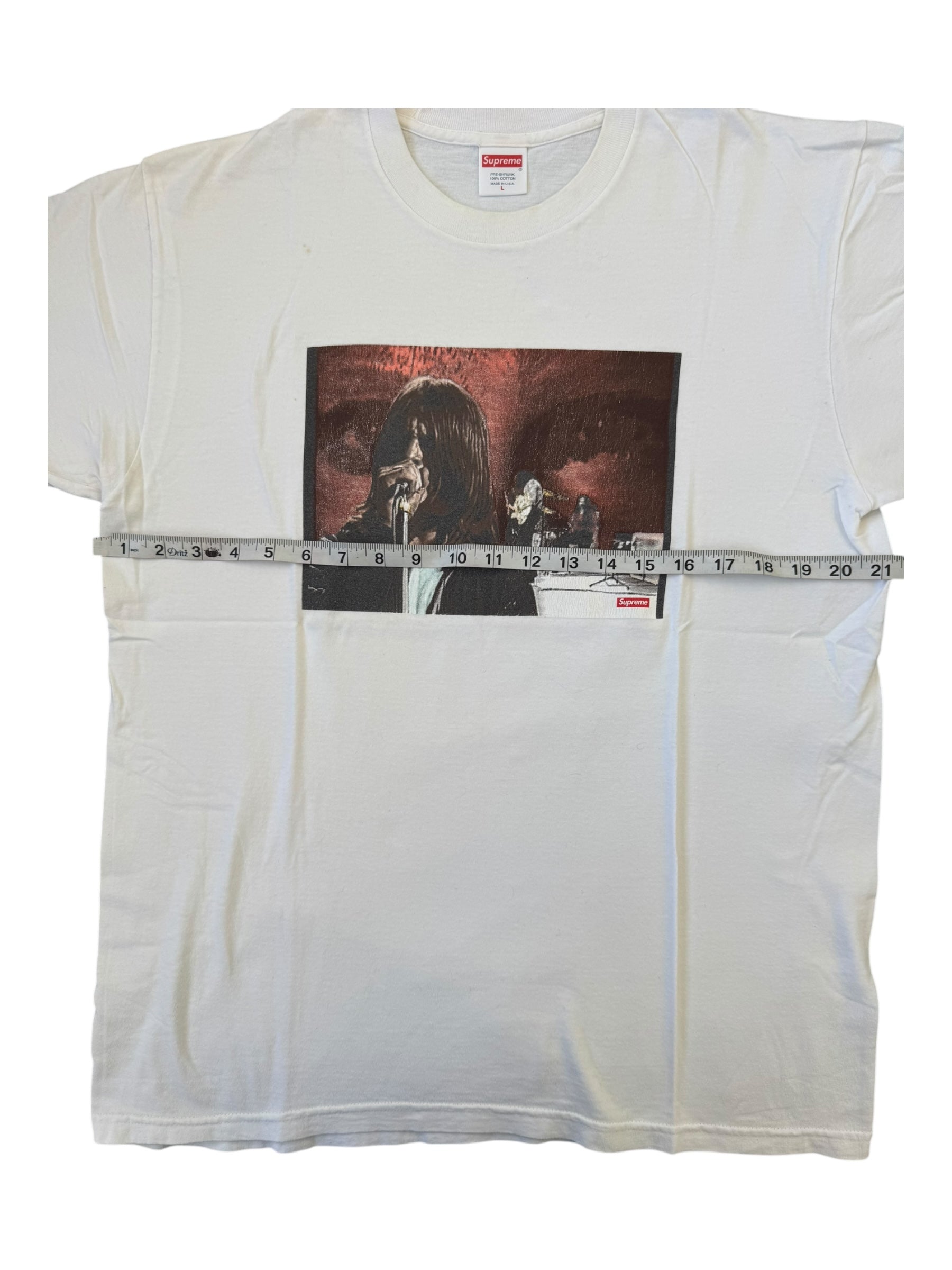Supreme SS16 Black Sabbath Paranoid Ozzy Osbourne White T-Shirt Size Large