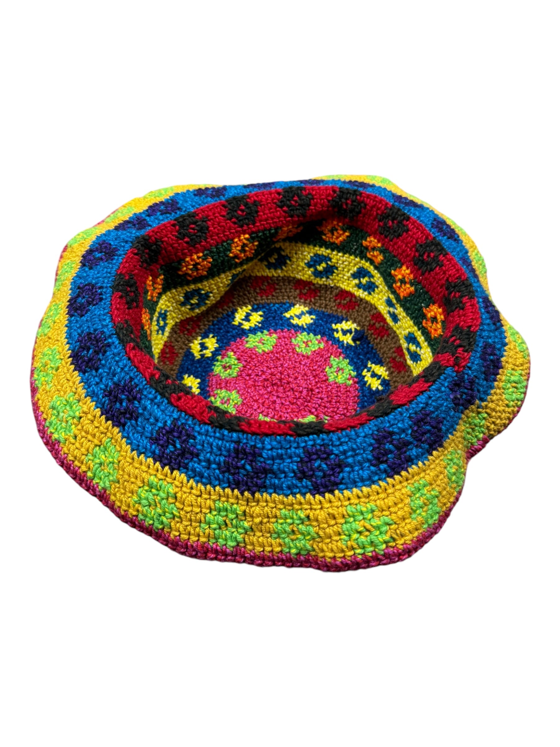 Knit Flower Bucket Hat Crochet Unisex Colorful Vibes