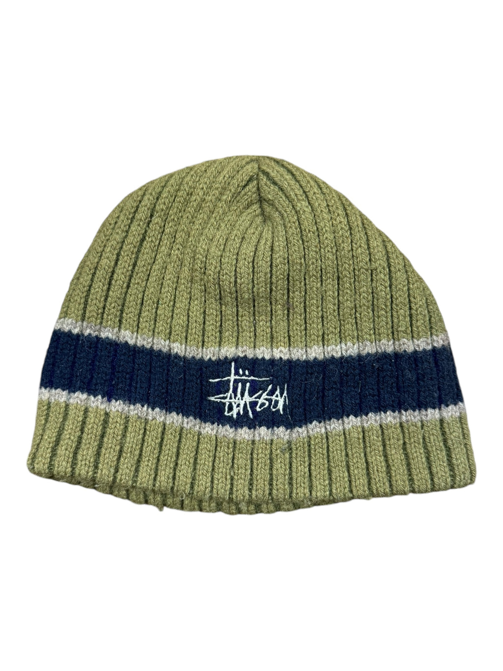 Stussy 90s Green Navy Stripe Beanie OS